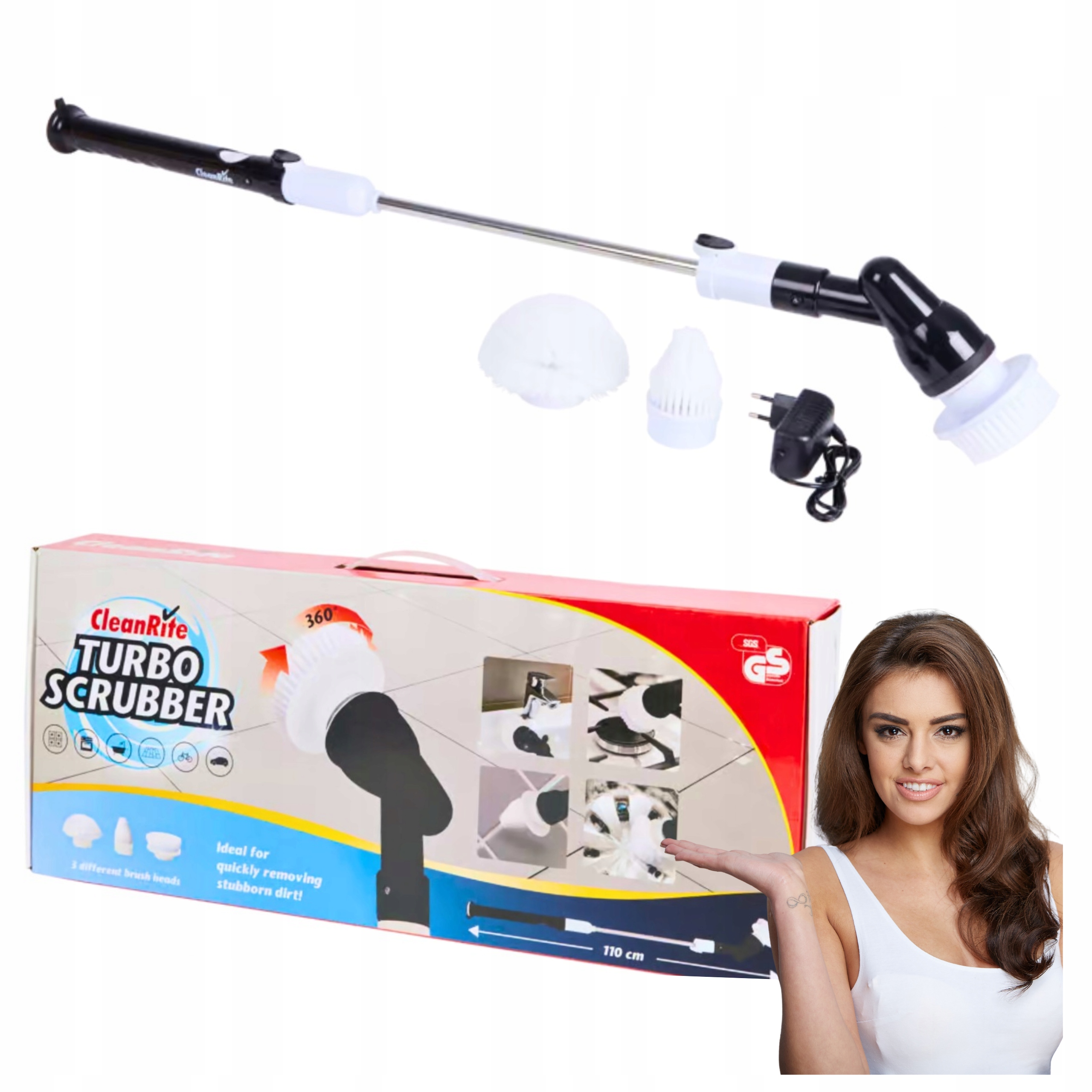 Levně Elektrický kartáč na nádobí, na podlahu, na drhnutí skel, na stěny