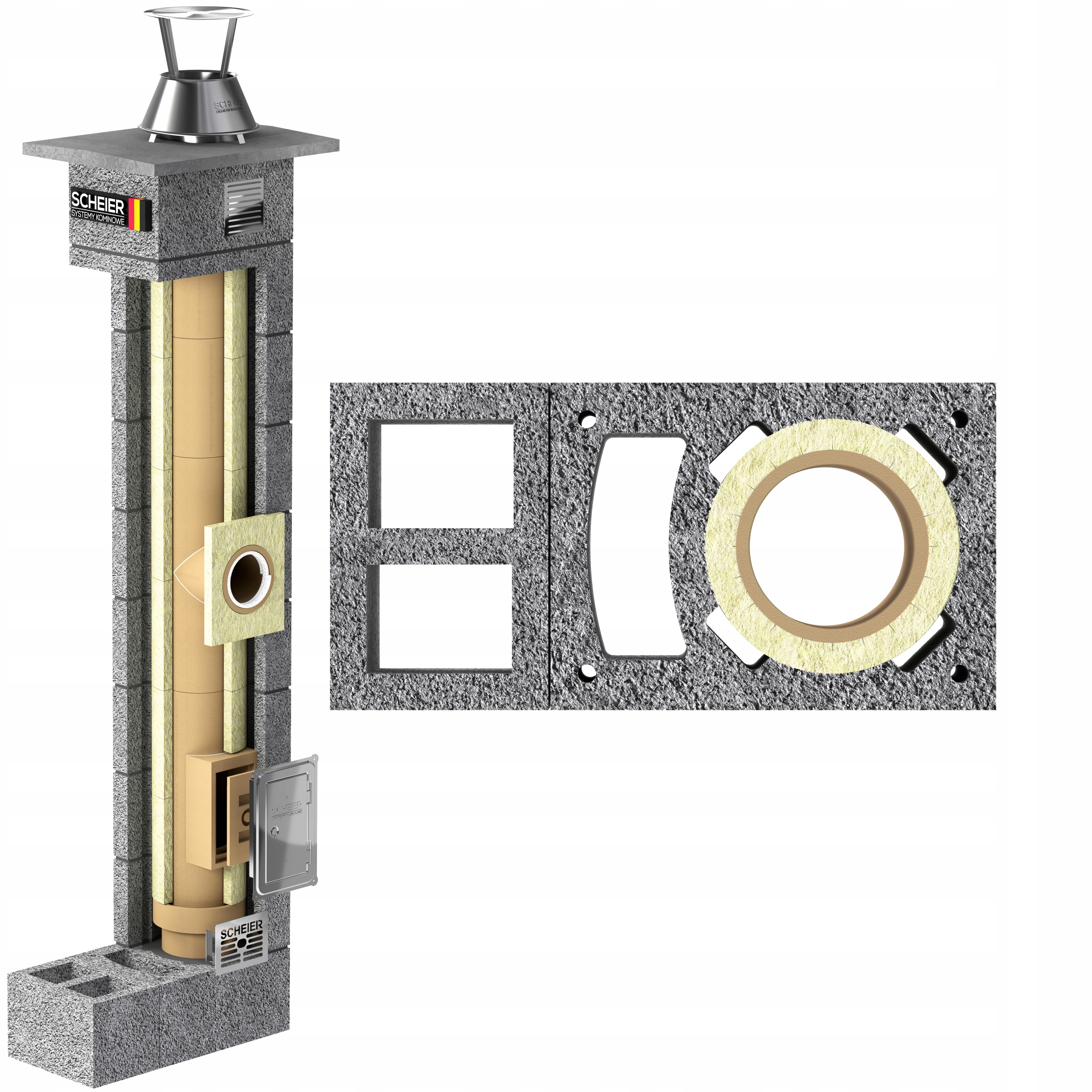 Keramický systémový komín fi 160 8 m kompletní sada komínového systému Max