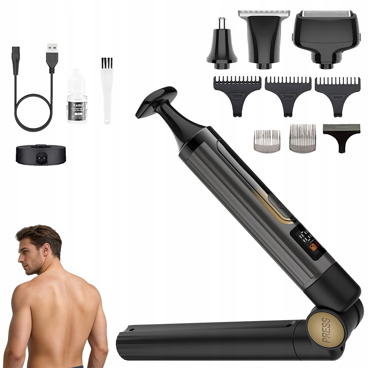 Golarka Elektryczna Maszynka Do Golenia Pleców i Ciała Trymer Ładowana 4W1