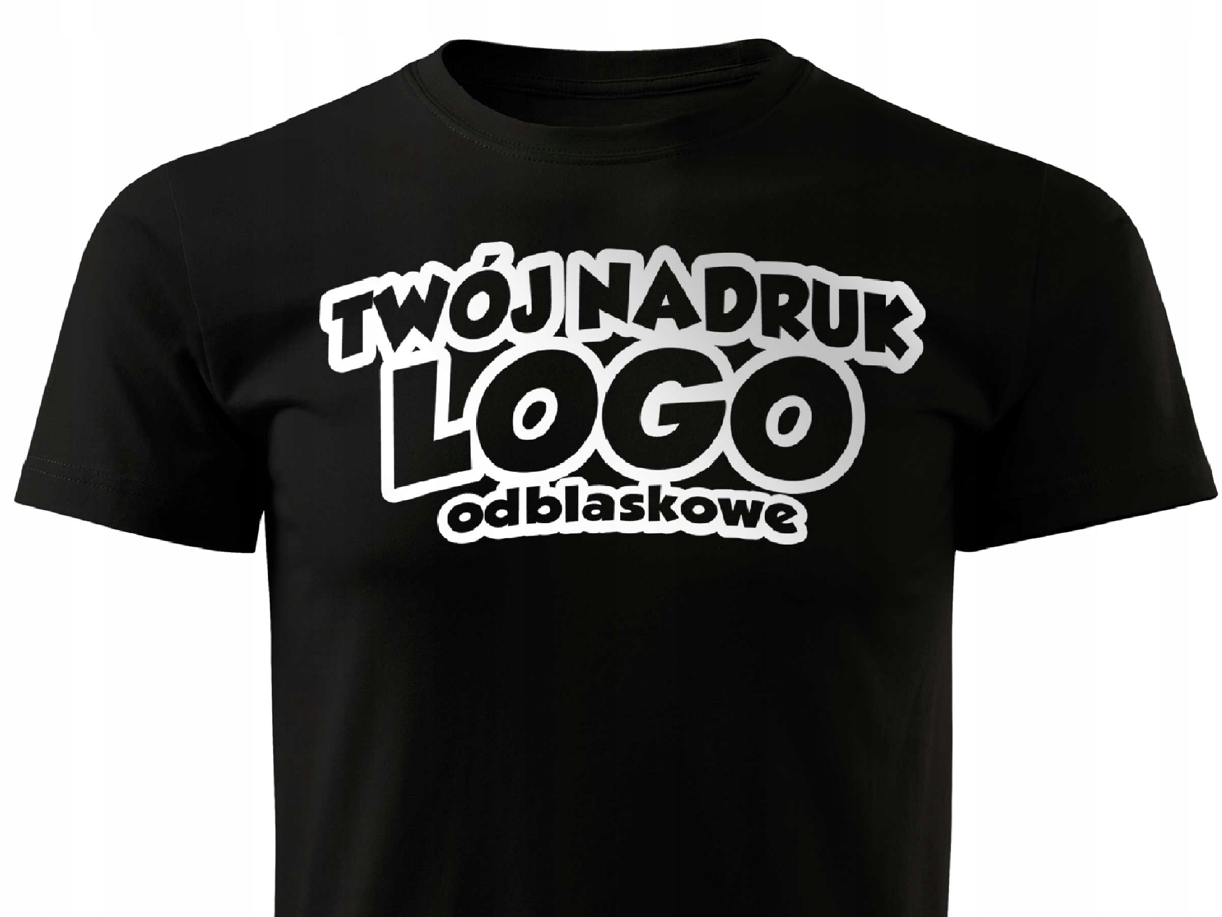 

Czarna koszulka T-shirt - własne logo odblaskowe