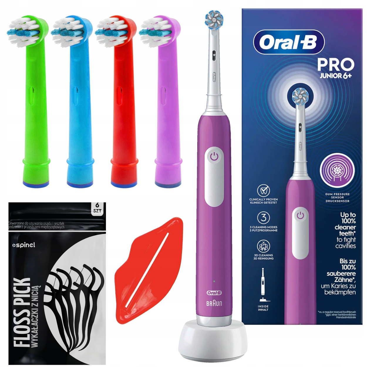 Szczoteczka Elektryczna Dla Dzieci Oral-b Junior 6+ Pro Dodatki Fiolet