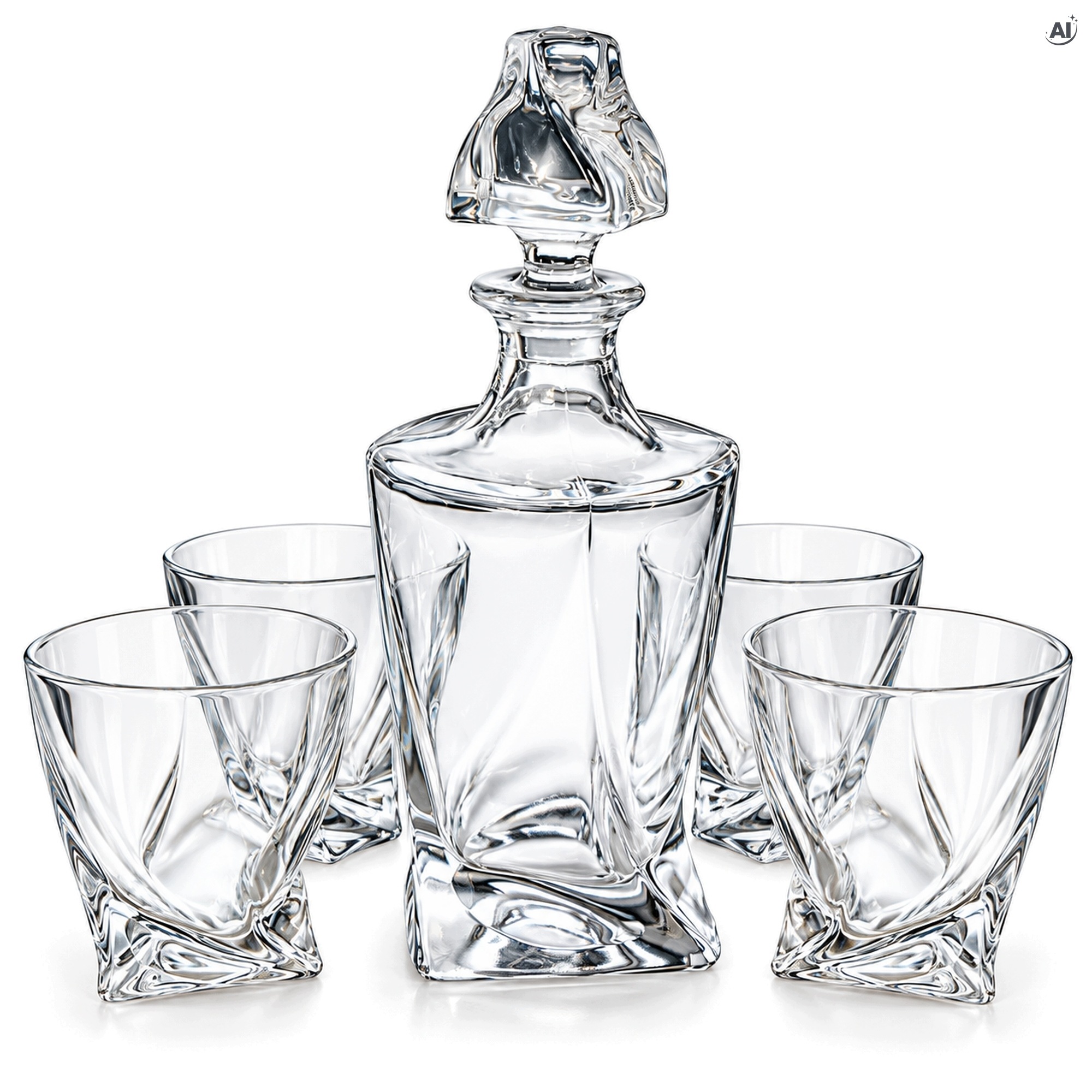 Sada Na Whisky Karafa 800 ml 4 Sklenice 300 ml Geometrický Vzor