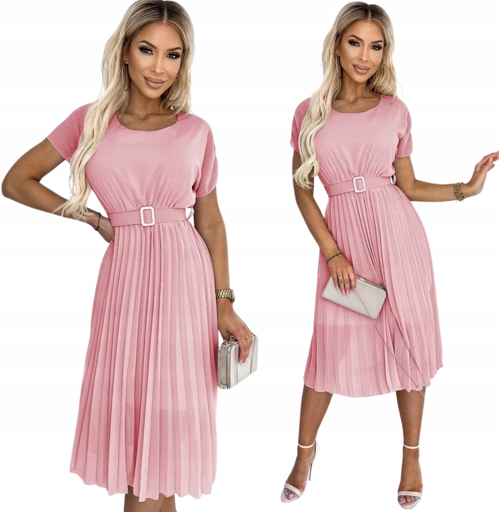 Šaty Dámské MIDI Plisované Květiny Dlouhý Rukáv