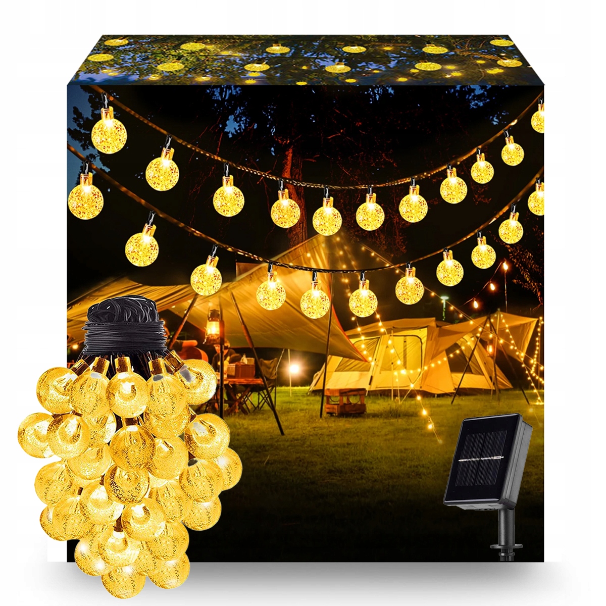 22M GIRLANDA LAMPKI SOLARNE OGRODOWE 200 LED KULE NA TARAS BALKON OZDOBA