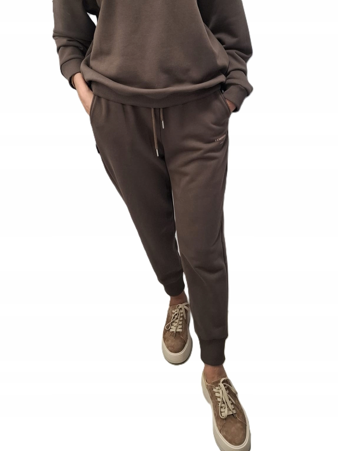 Lemonada Klasické teplákové kalhoty hnědé růžové s potiskem 38/M