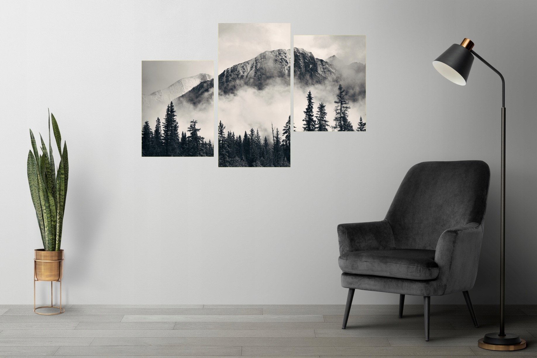 TRYPTYKI OBRAZ NA ŚCIANĘ GÓRA WE MGLE WYBÓR WZORÓW Marka EObraz