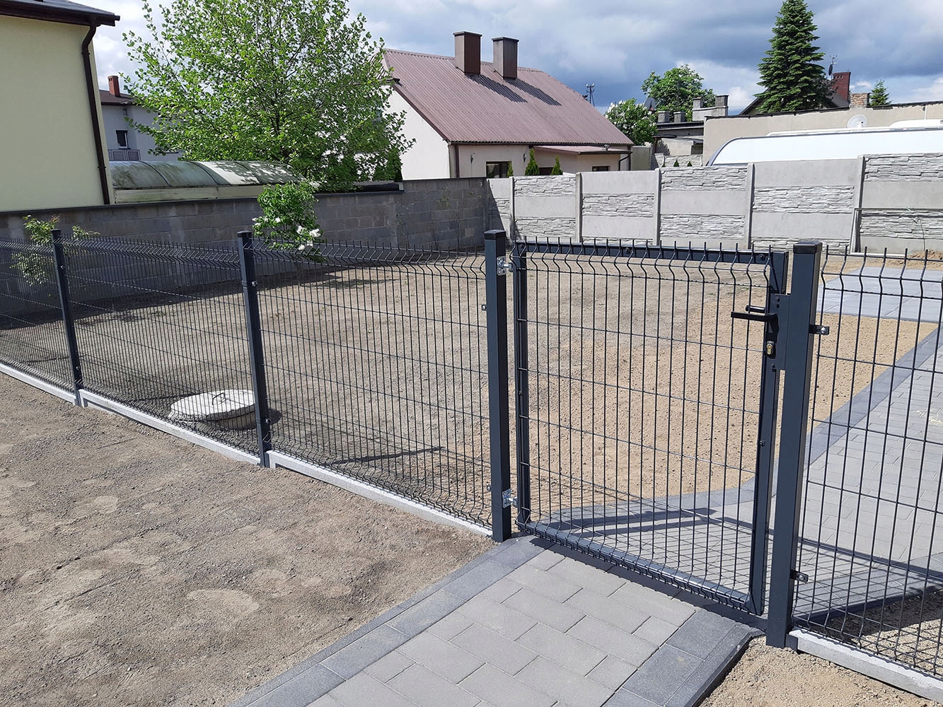 furtka 170cm antracyt grafit PANELOWA dwa SŁUPKI RAL7016 ogrodzeniowa 173cm Strona Lewa Prawa