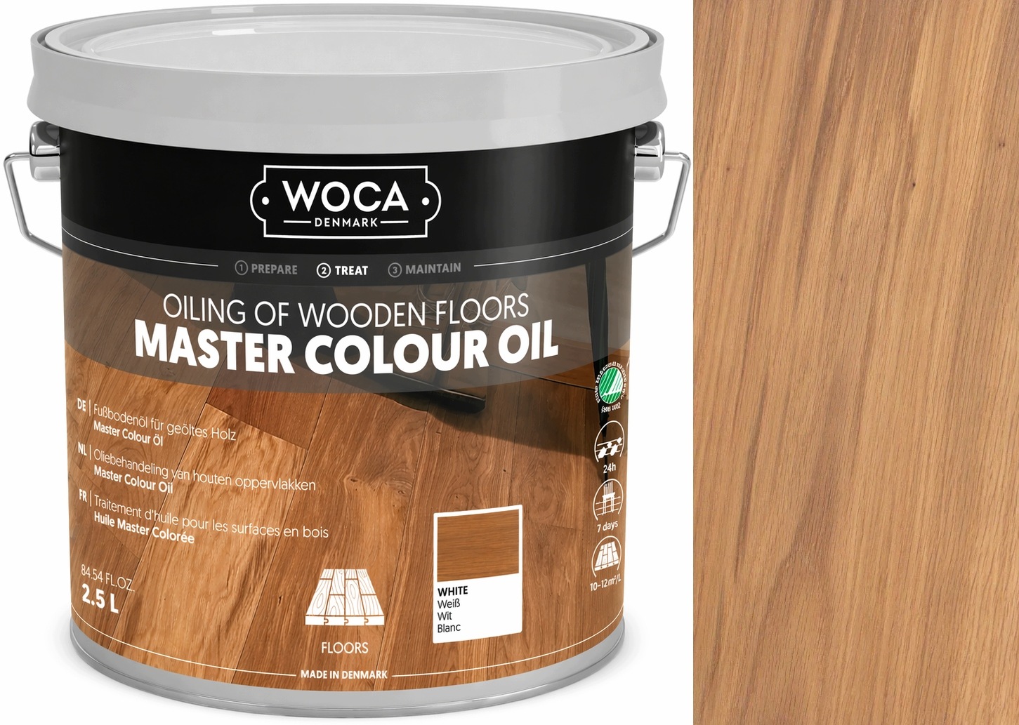 Woca Master Colour Oil White 2,5L biely olej na drevo, podlahy a schody