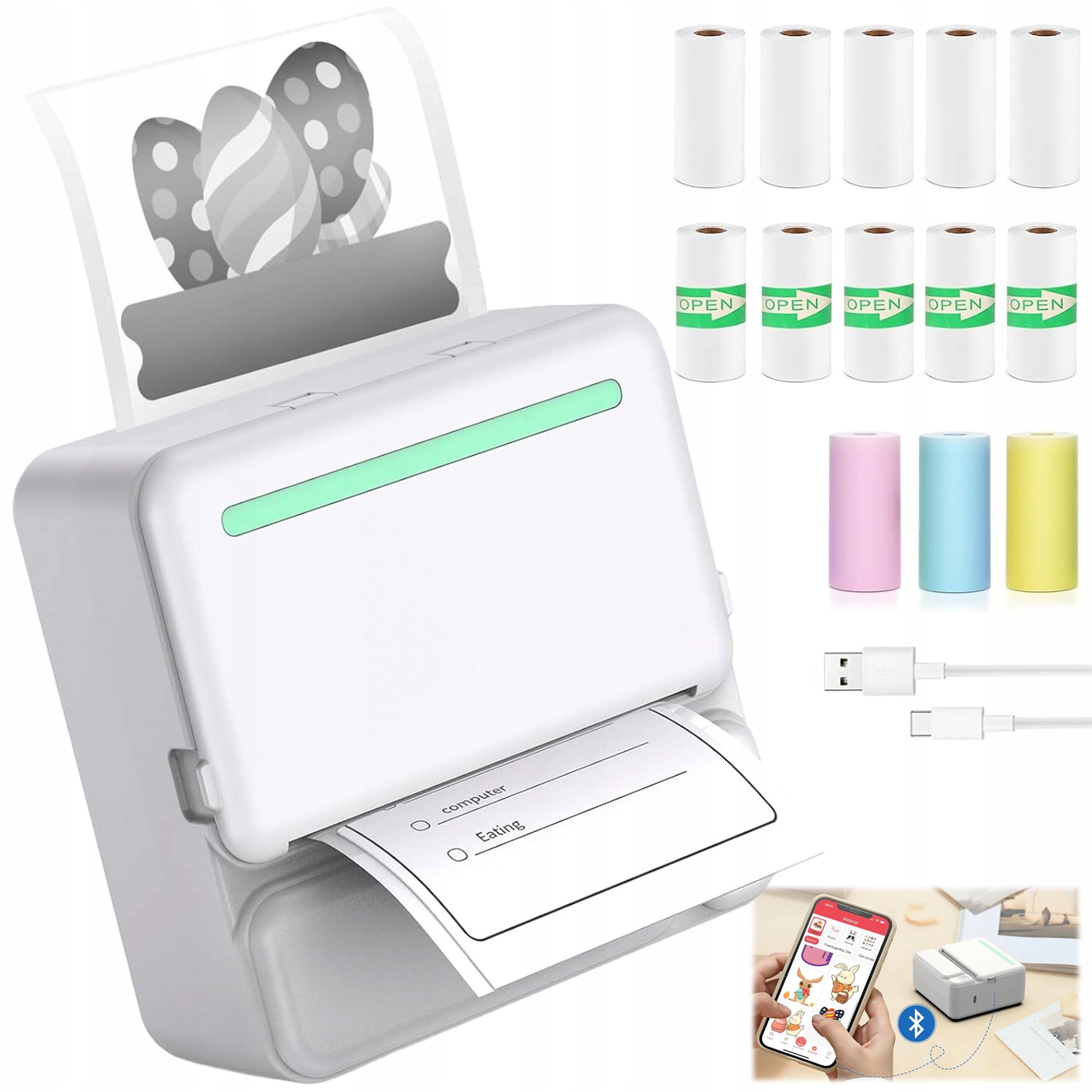 Przenośna Mini Drukarka Usb, Bezprzewodowa Drukarka Fotograficzna Smartfona