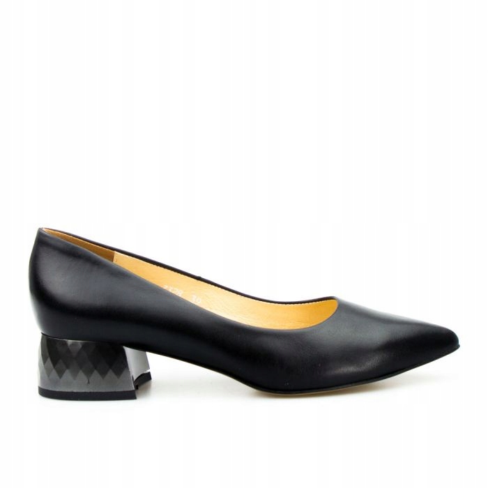 Černé Elegantní Nízké Lodičky Z Kůže Aga 39