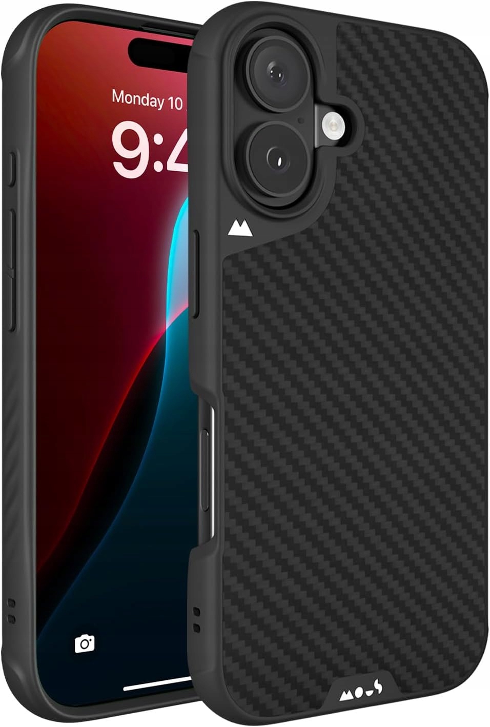 Pouzdro Mous Limitless 6.0 pro iPhone 16, AiroShock, Zadní Kryt zadní strana z karbonu