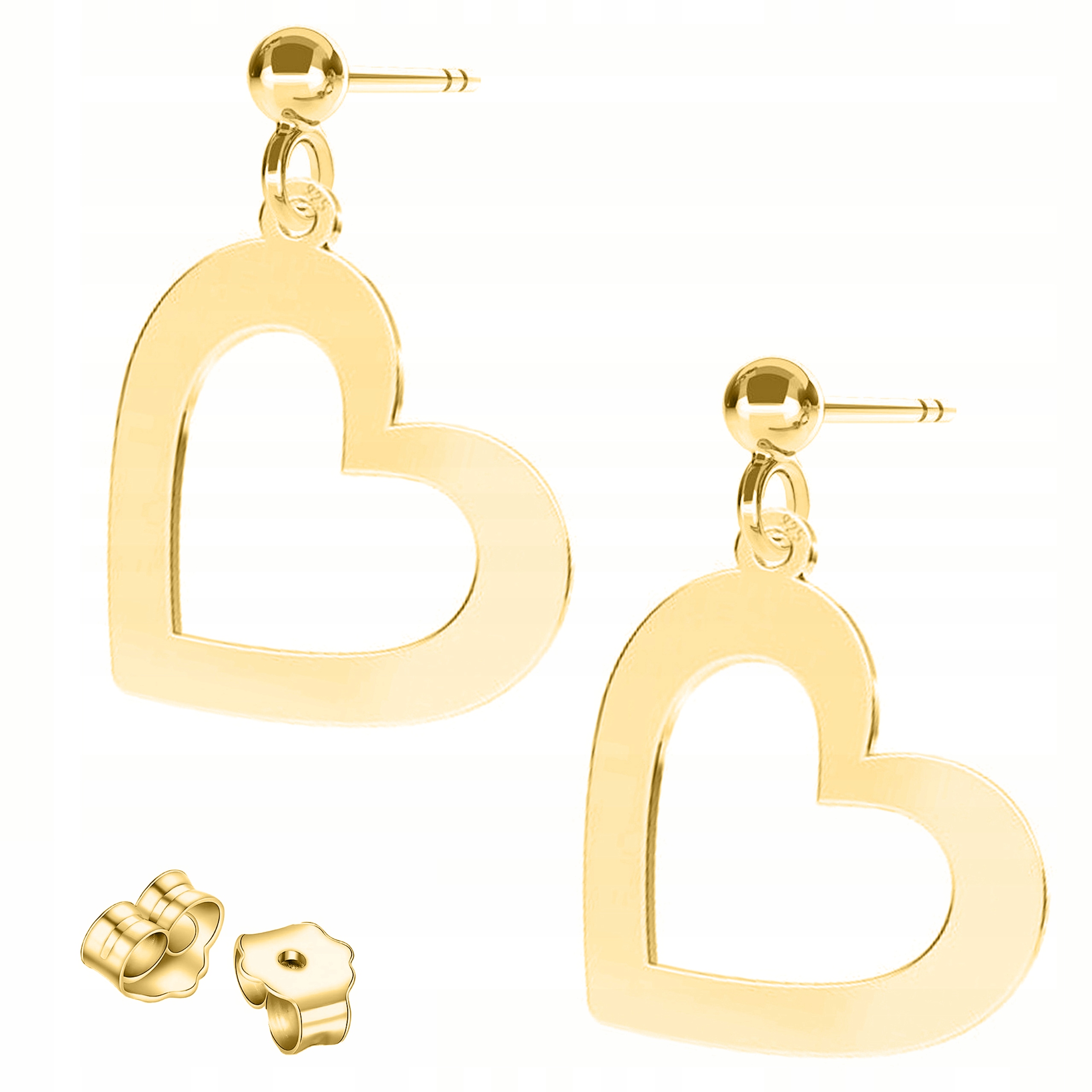 Zlaté Náušnice Srdce Srdíčko Plechy se srdcem Srdíčko Stříbro 925