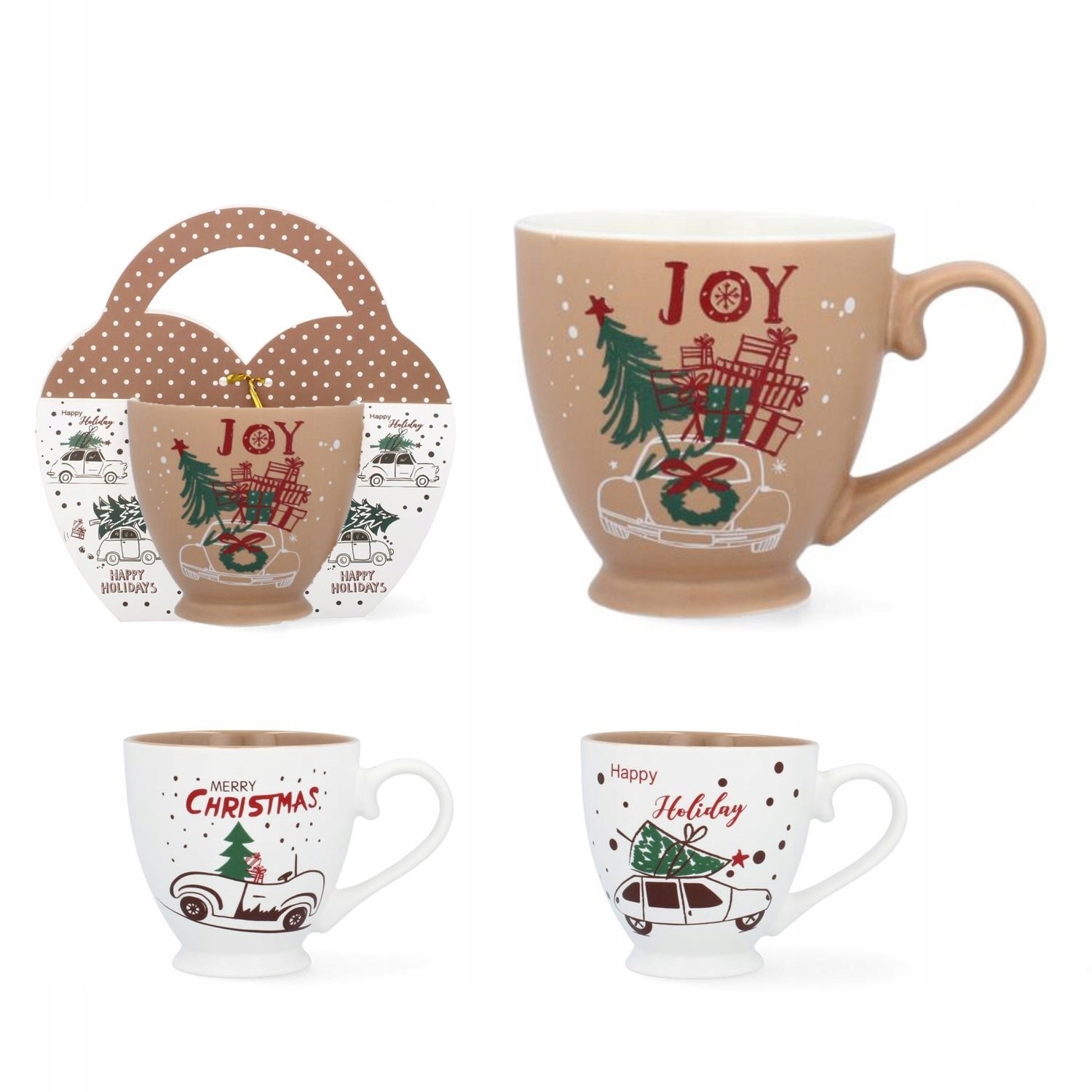 

Kubek Świąteczny Prezentowy Porcelana 390 ml Mix