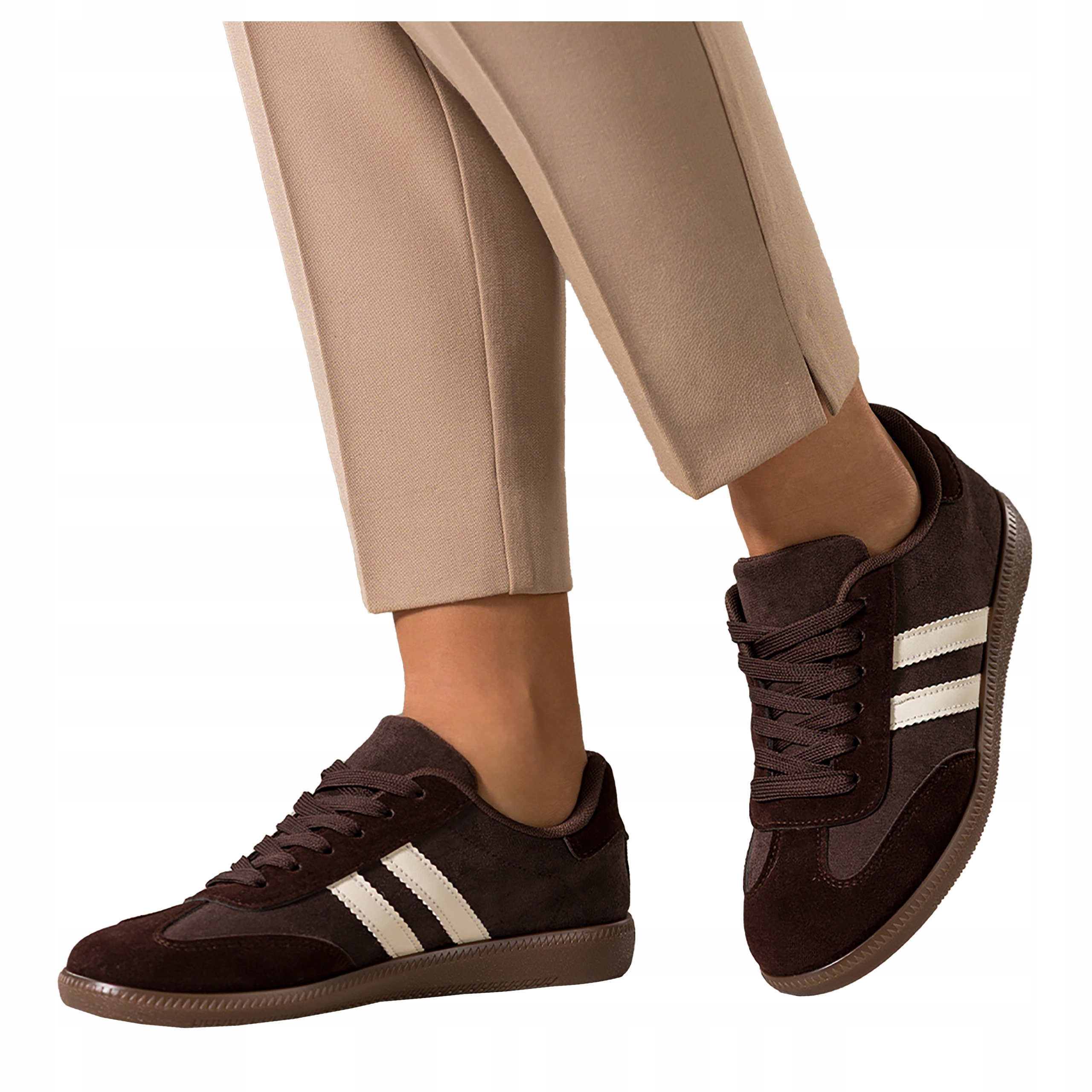 Buty Sportowe Damskie Sneakersy Komfortowa Podeszwa Czekoladowy Brąz r 40