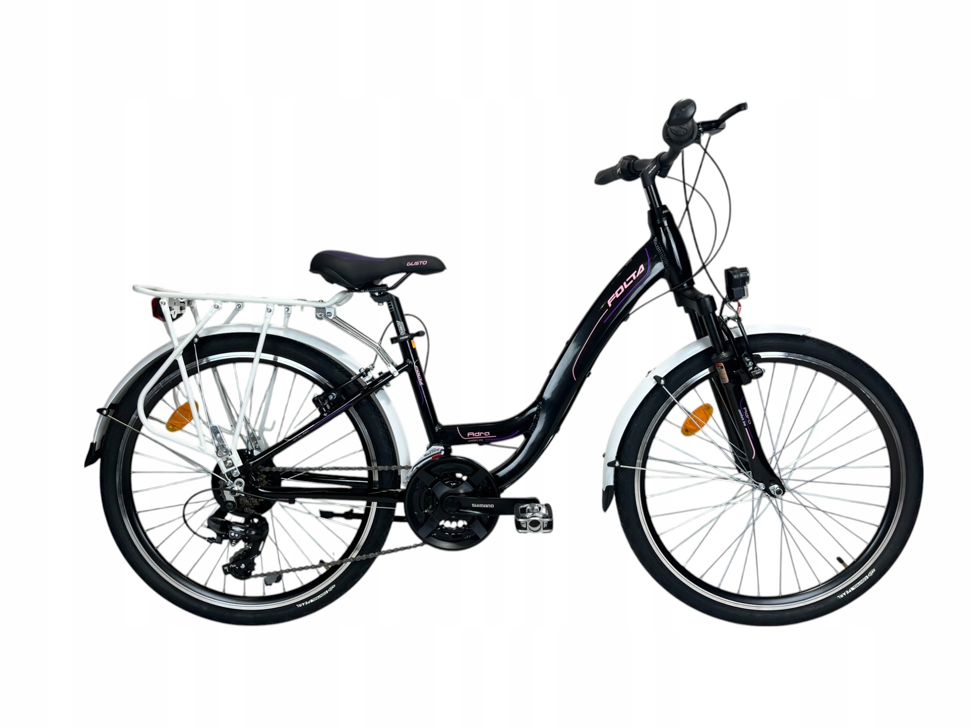 Rower Dziecięcy Folta Adra 24'' Osprzęt Shimano Czarno-fioletowy Dzwonek