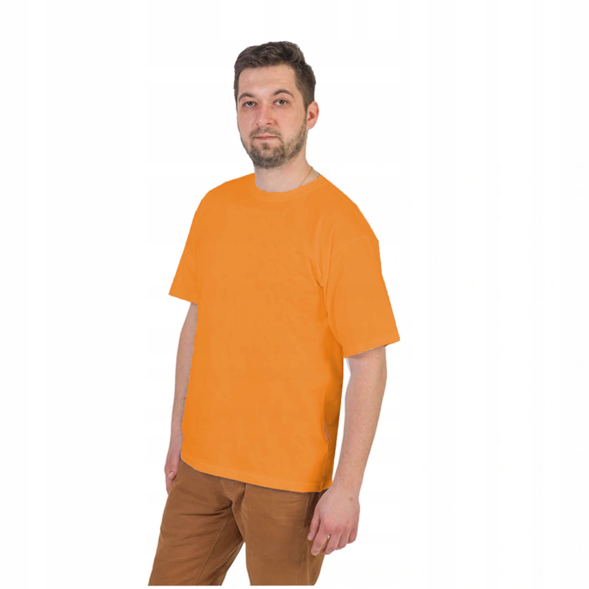 

Męski T-shirt Krótki Rękaw Luźny Gładki Orange XXL
