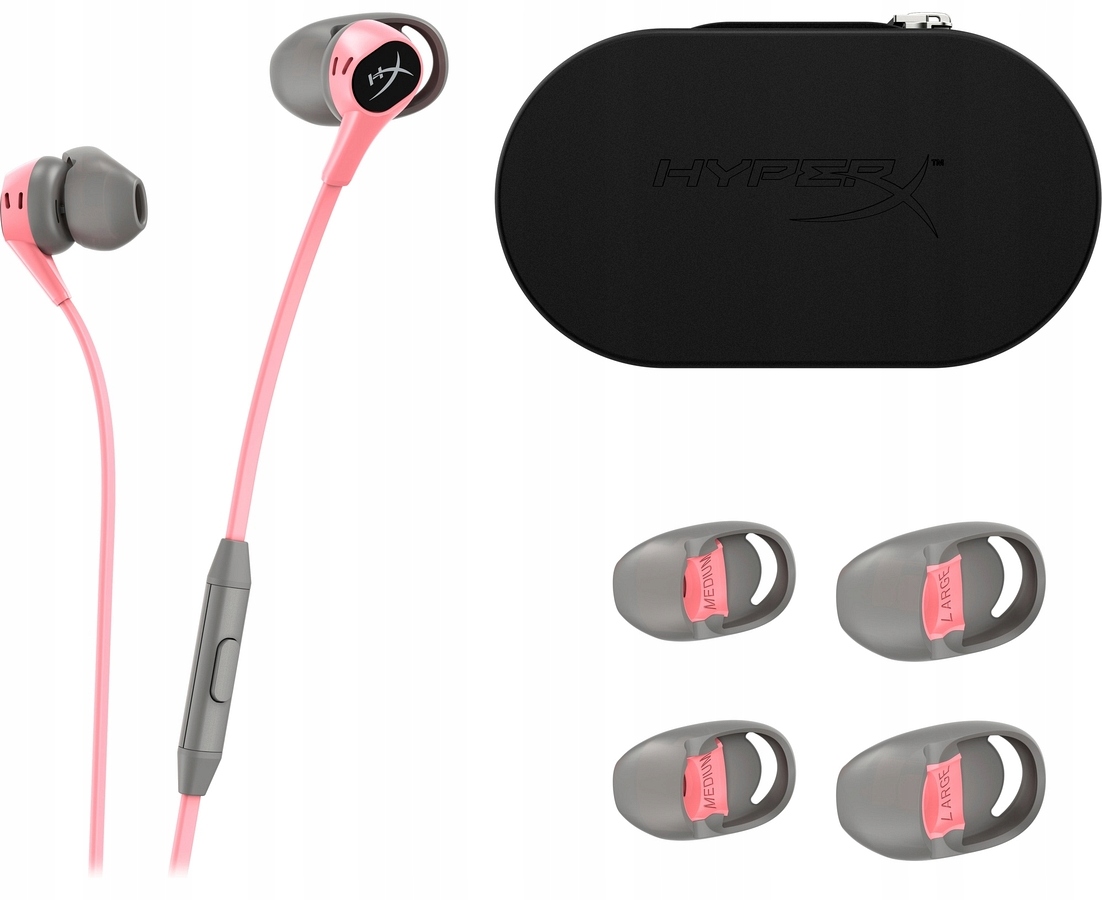 Drátová sluchátka do uší HyperX Cloud Earbuds, růžovo-šedá, 6N9J8AA
