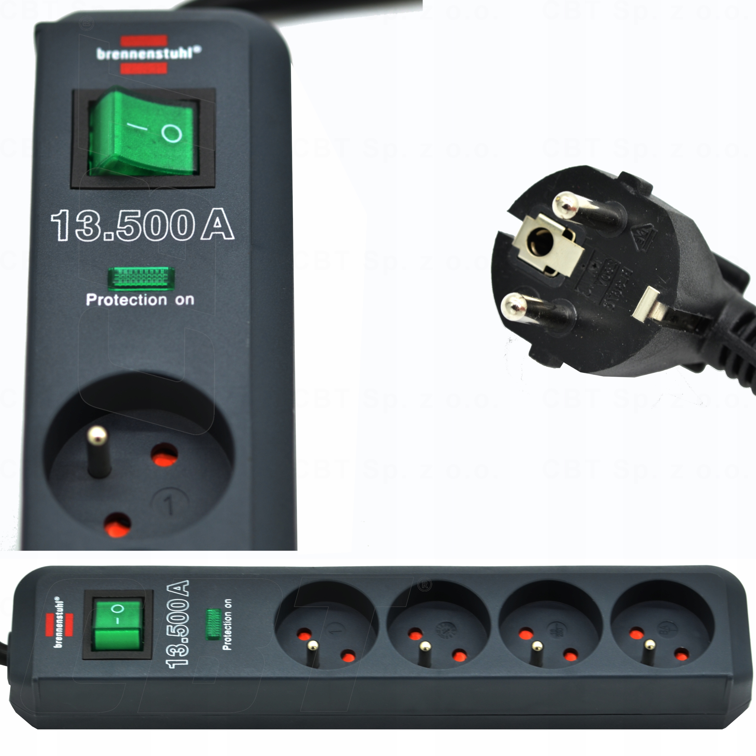 Защита от перенапряжения с выключателем Brennenstuhl 13.500 a 4 розетки