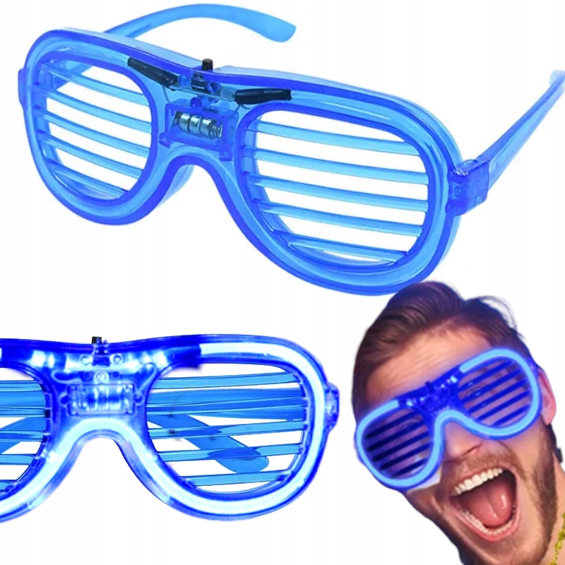 ŚWIECĄCE OKULARY IMPREZOWE LED ŻALUZJIE NA IMPREZĘ PARTY KARNAWAŁOWE