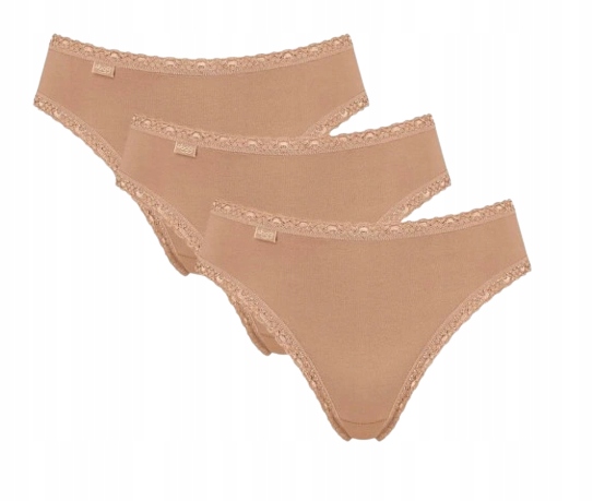 Majtki Sloggi figi beżowe bawełnowe bezszwowe koronkowe 3 szt.