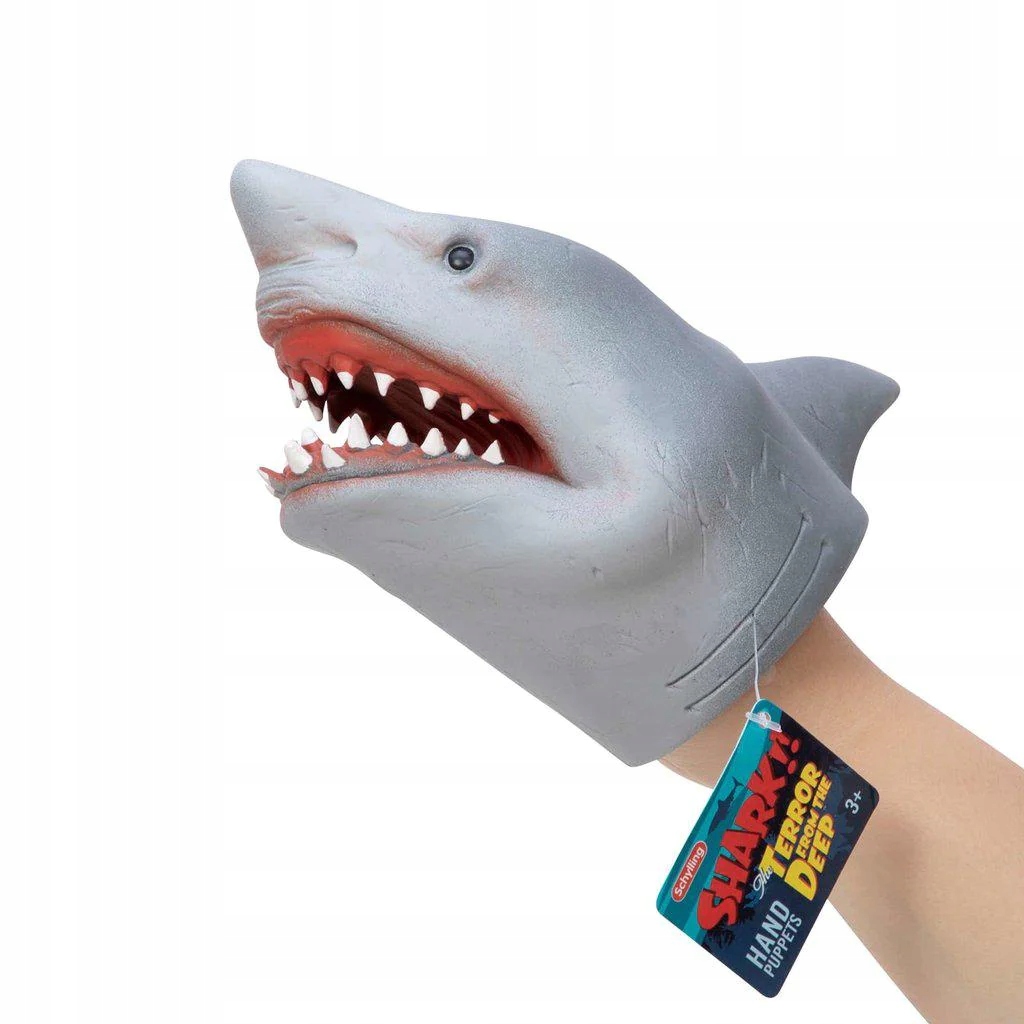 Rekin pacynka na rękę Shark Hand Puppet miła w dotyku rozciągliwa Schylling Marka Kraftika