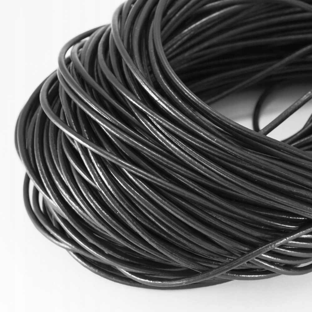 Sznur Wołowa Skóra Naturalna 1.2mm Czarny 5m