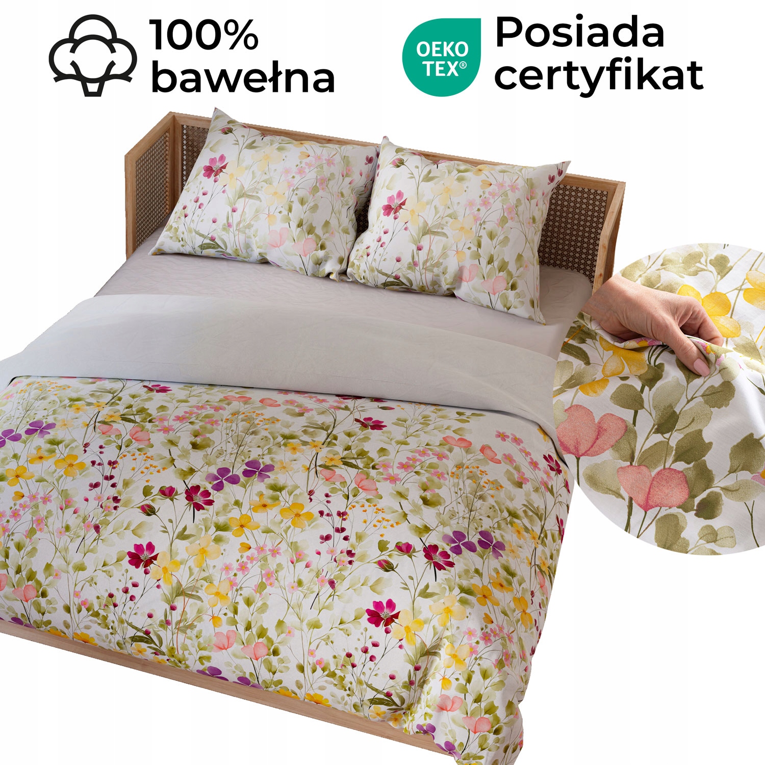 Sada povlečení Florina z saténové bavlny 160x200 Květinová louka