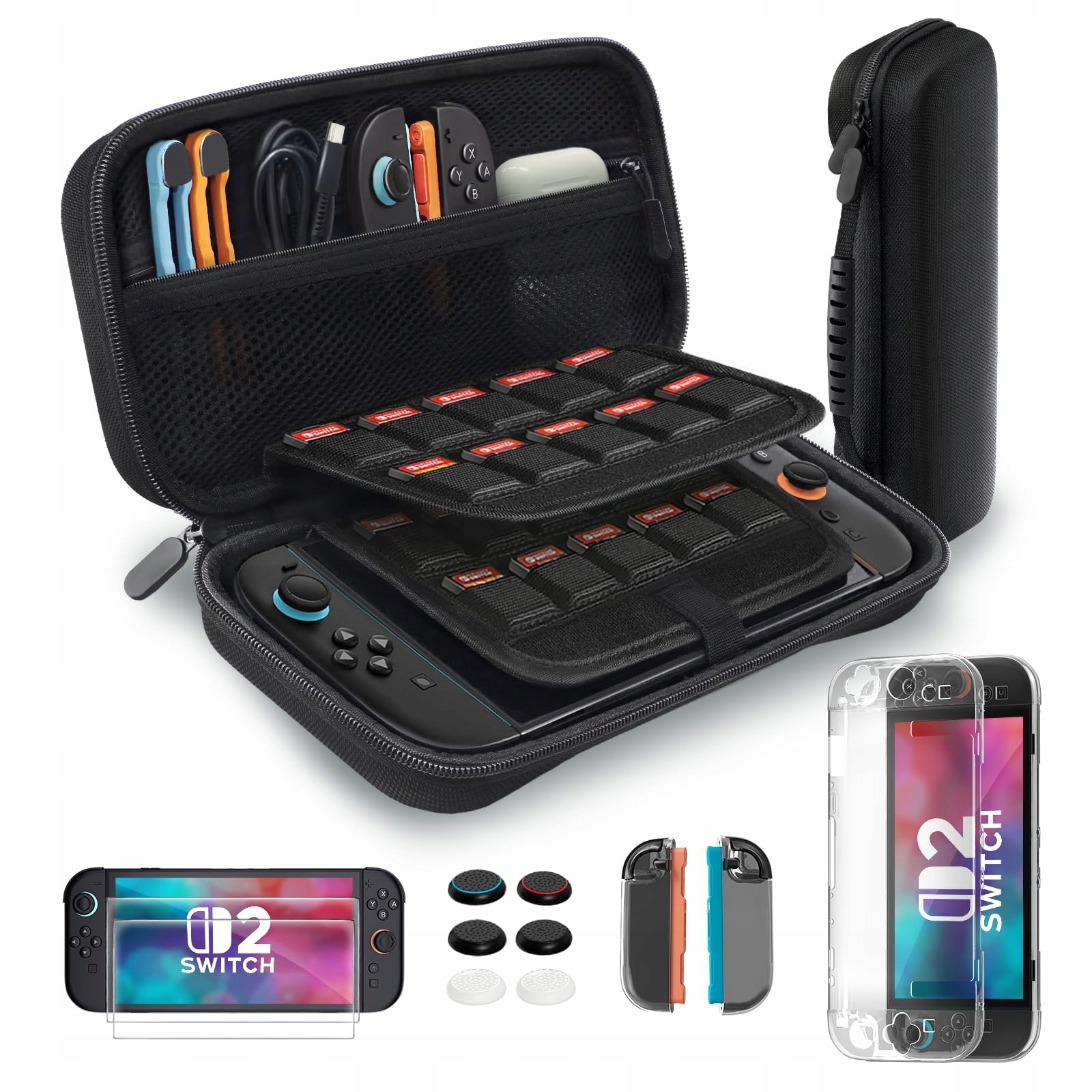 Etui Ochronne Pokrowiec do Nintendo Switch 2 Zestaw Akcesoriów Czarne