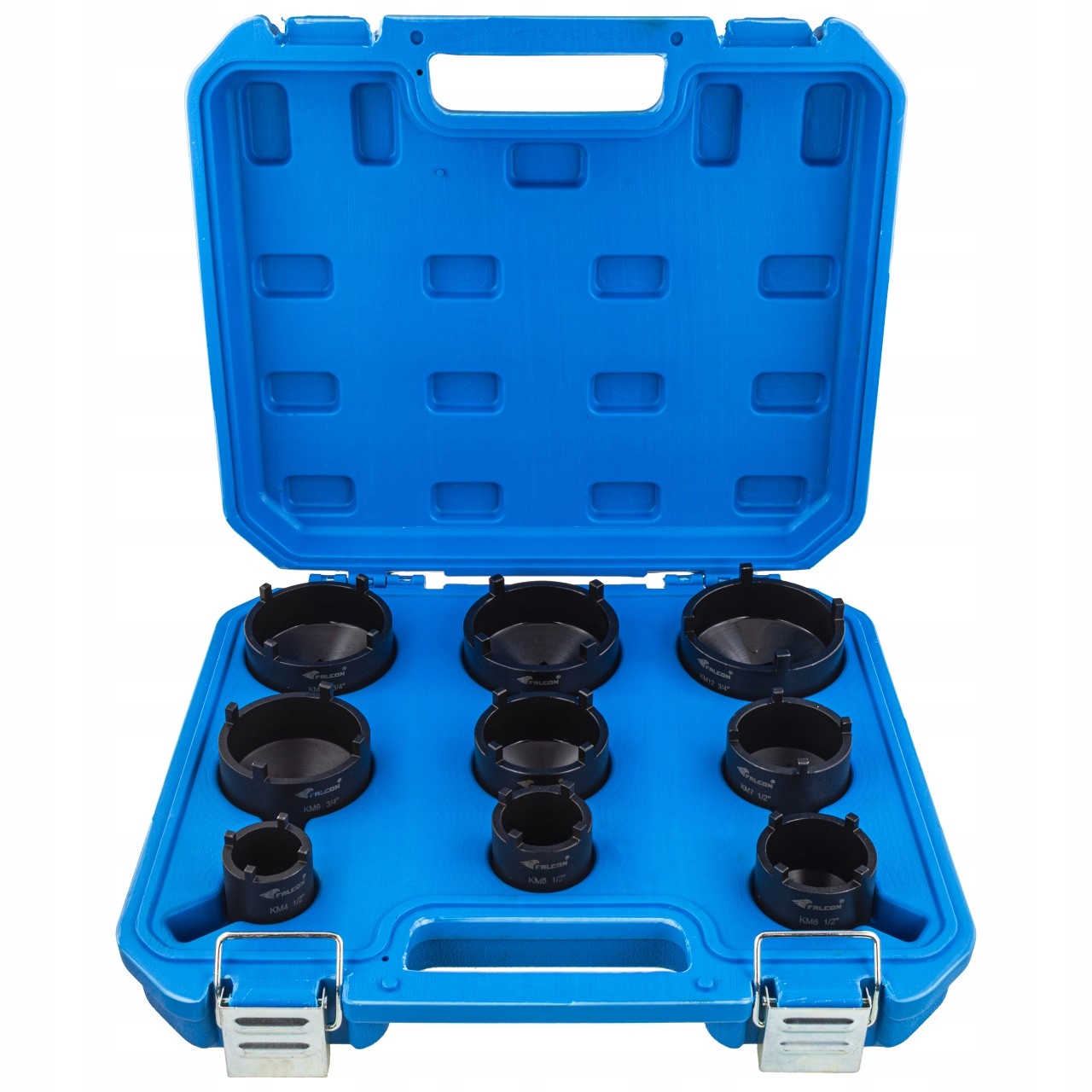 Zestaw Nasadek Kluczy Do Nakrętek Rowkowych KM4–KM12 4-PIN 1/2″ 3/4″ Cr-v