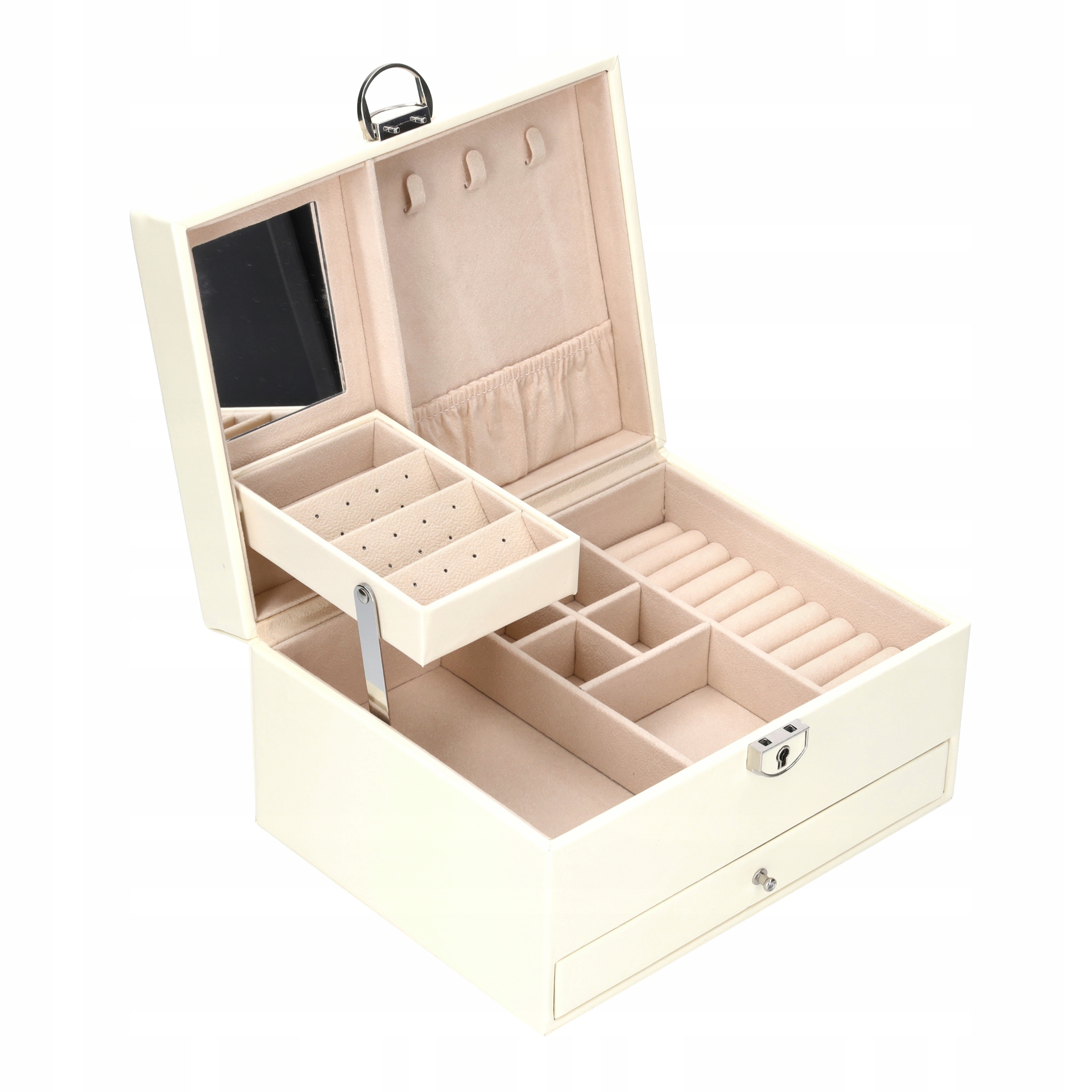 SZKATUŁKA NA BIŻUTERIĘ PUDEŁKO KUFEREK POJEMNY ORGANIZER ELEGANCKI C2 Szerokość produktu 16 cm