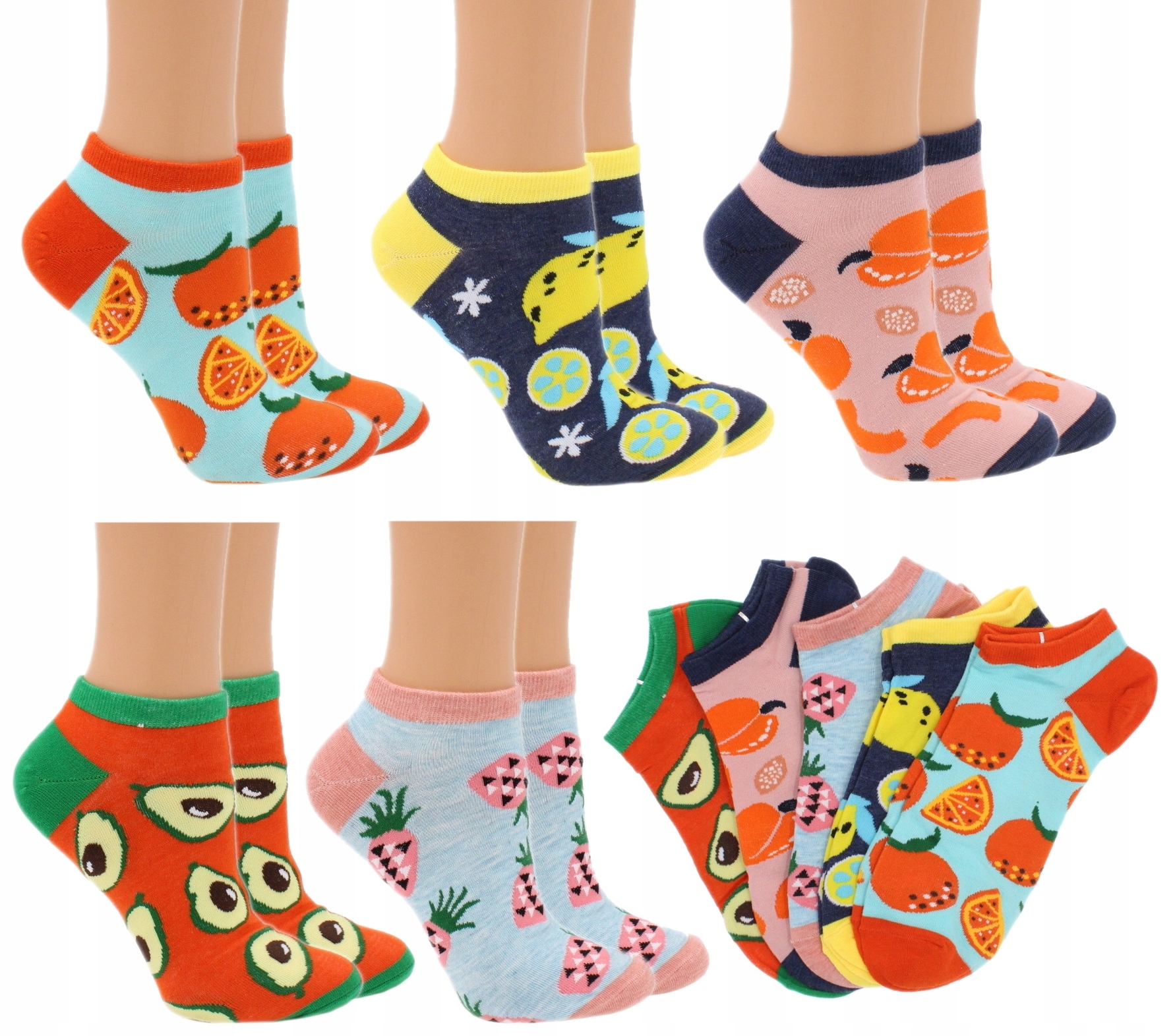 

5X Bawełniane skarpetki damskie Wesołe 36-38