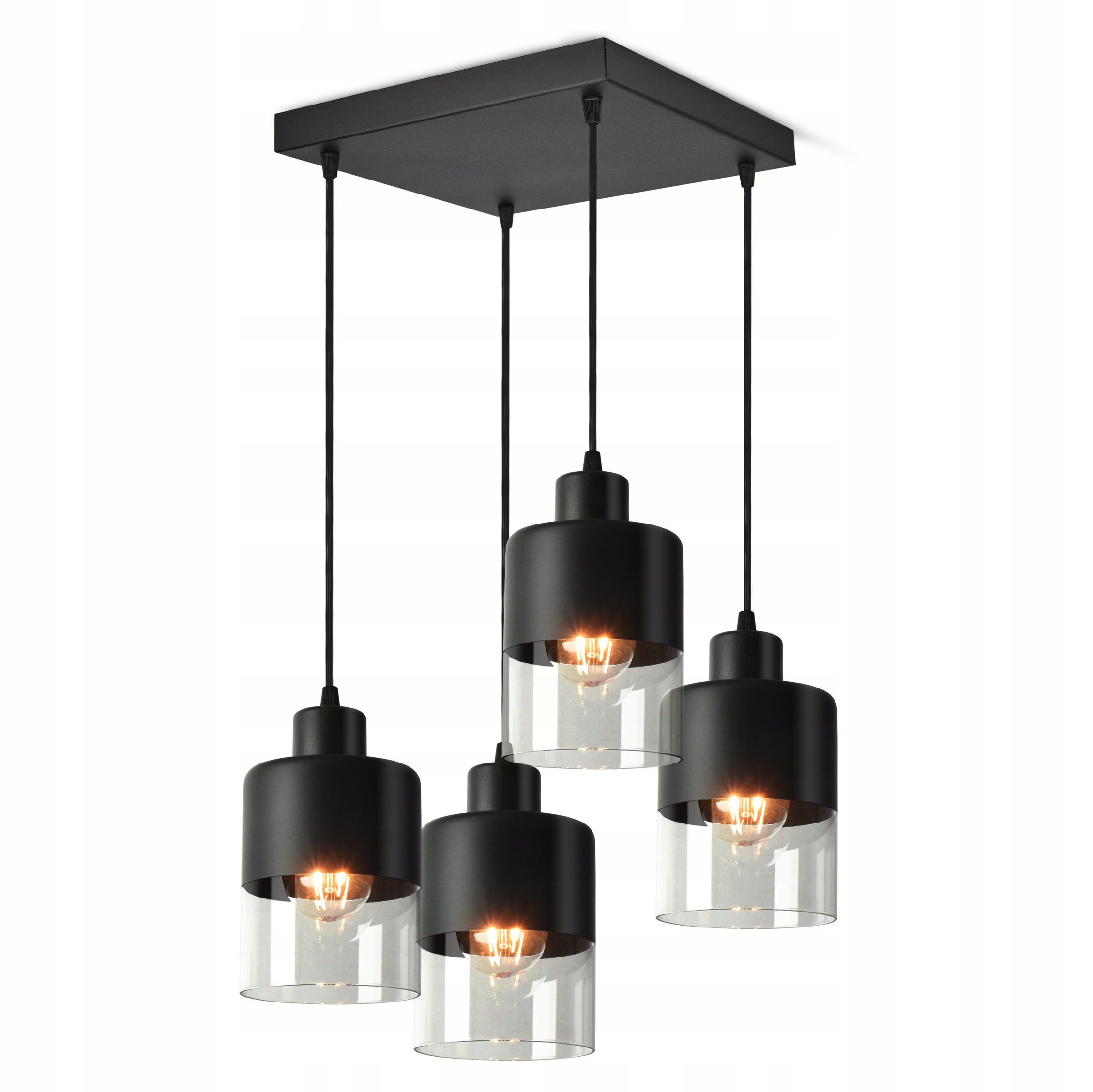 Závěsné Stropní Svítidlo Lustr Dual Glass 568-AZ4 Led E27 Black Edition