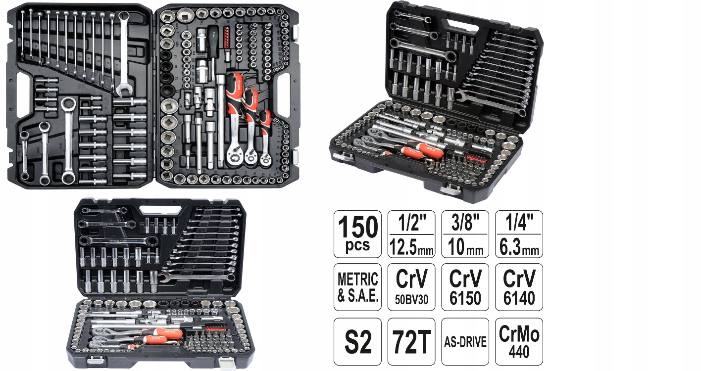 Yato Sada Nástrojov 1/2" 150 Ks XXL YT-38811