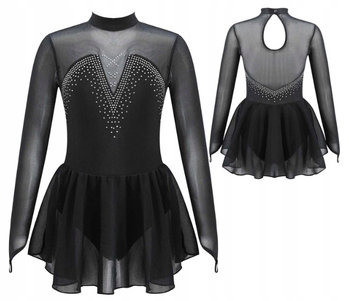 Šaty Body Balet Bruslení Gymnastika Černá 146/152
