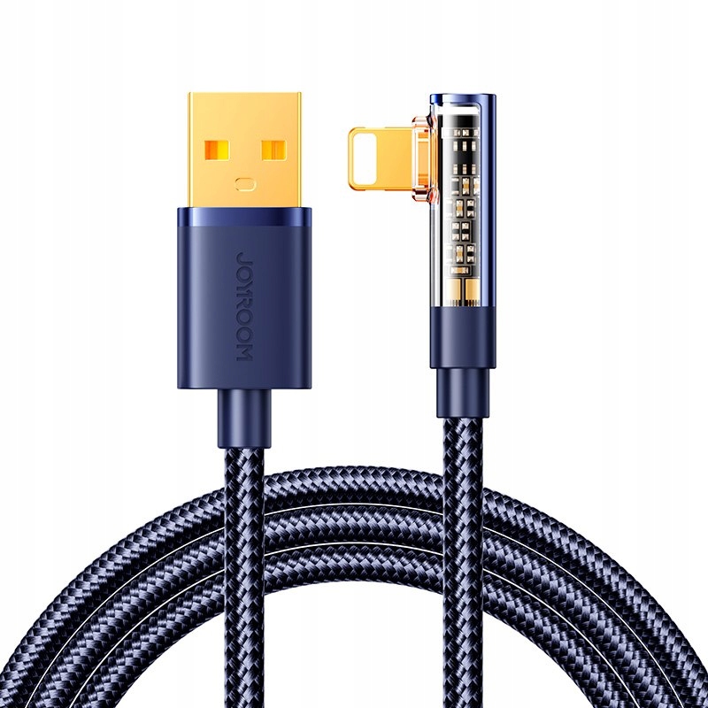 Kabel przewód kątowy do iPhone Usb-a Ligtning 2.4A 1.2m niebieski