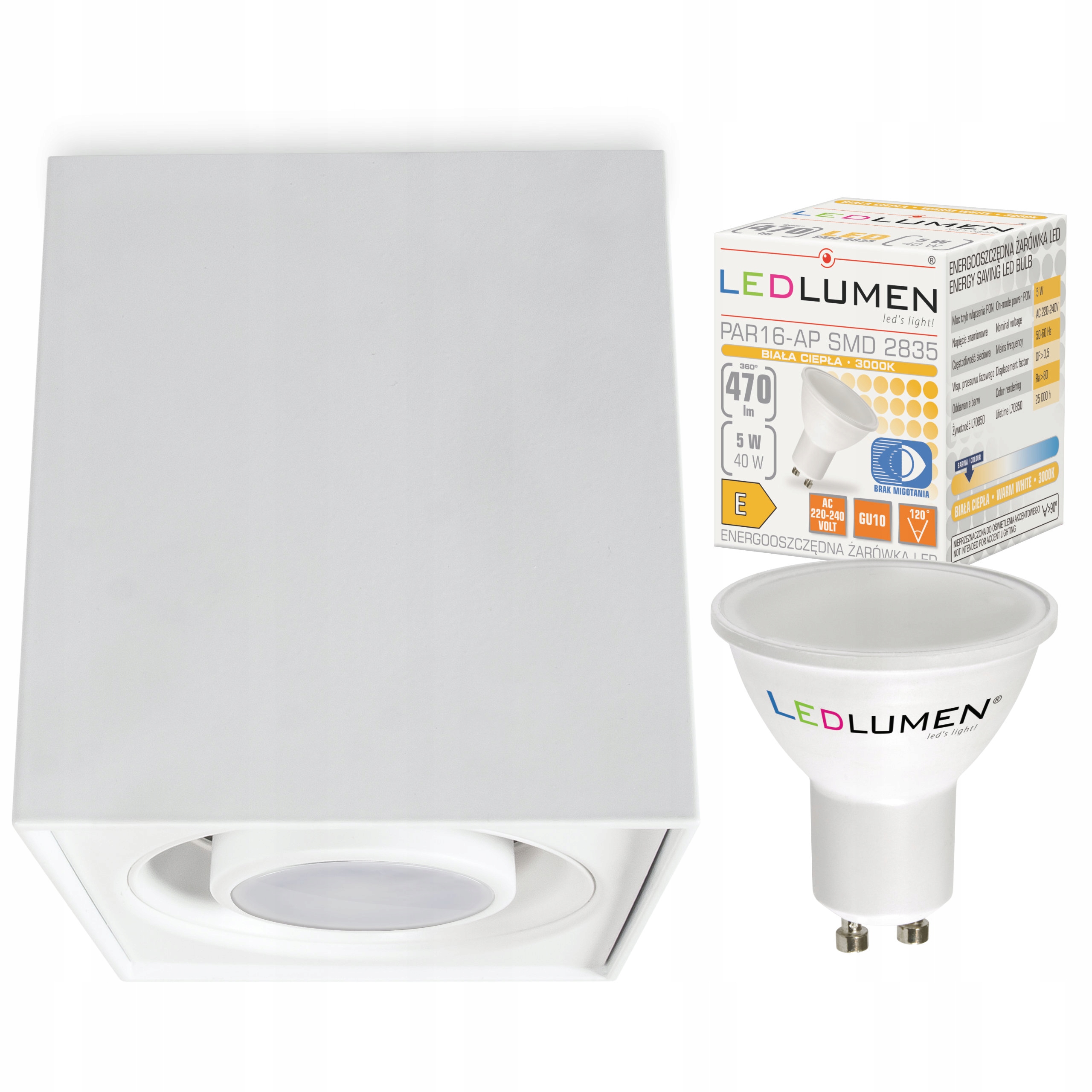 

Oprawa Halogenowa Natynkowa Żarówka Led GU10 5W