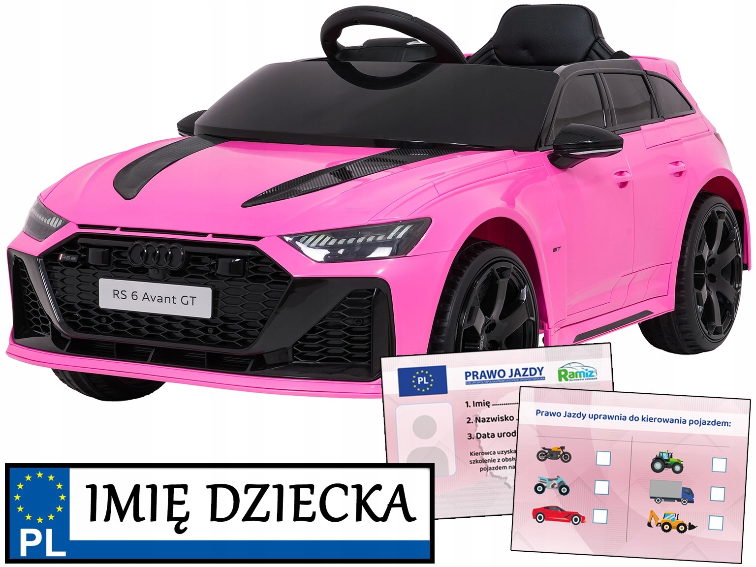 różowe autko dla dziewczynki Audi RS6 Avant Gt piankowe koła pilot 2,4
