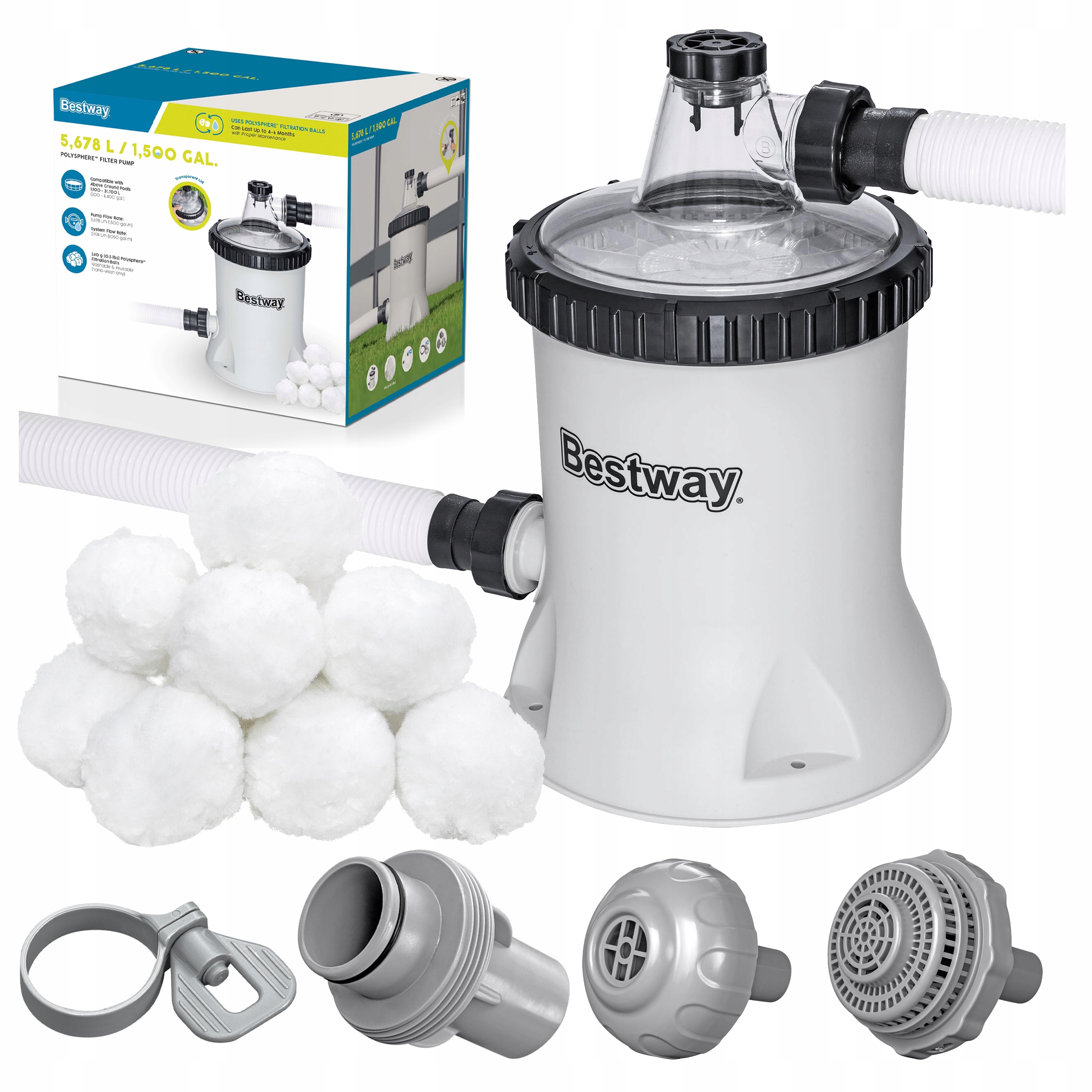Filtrační Čerpadlo Bazén Filtrační kuličky Sada Bestway 5678 l/h 58870