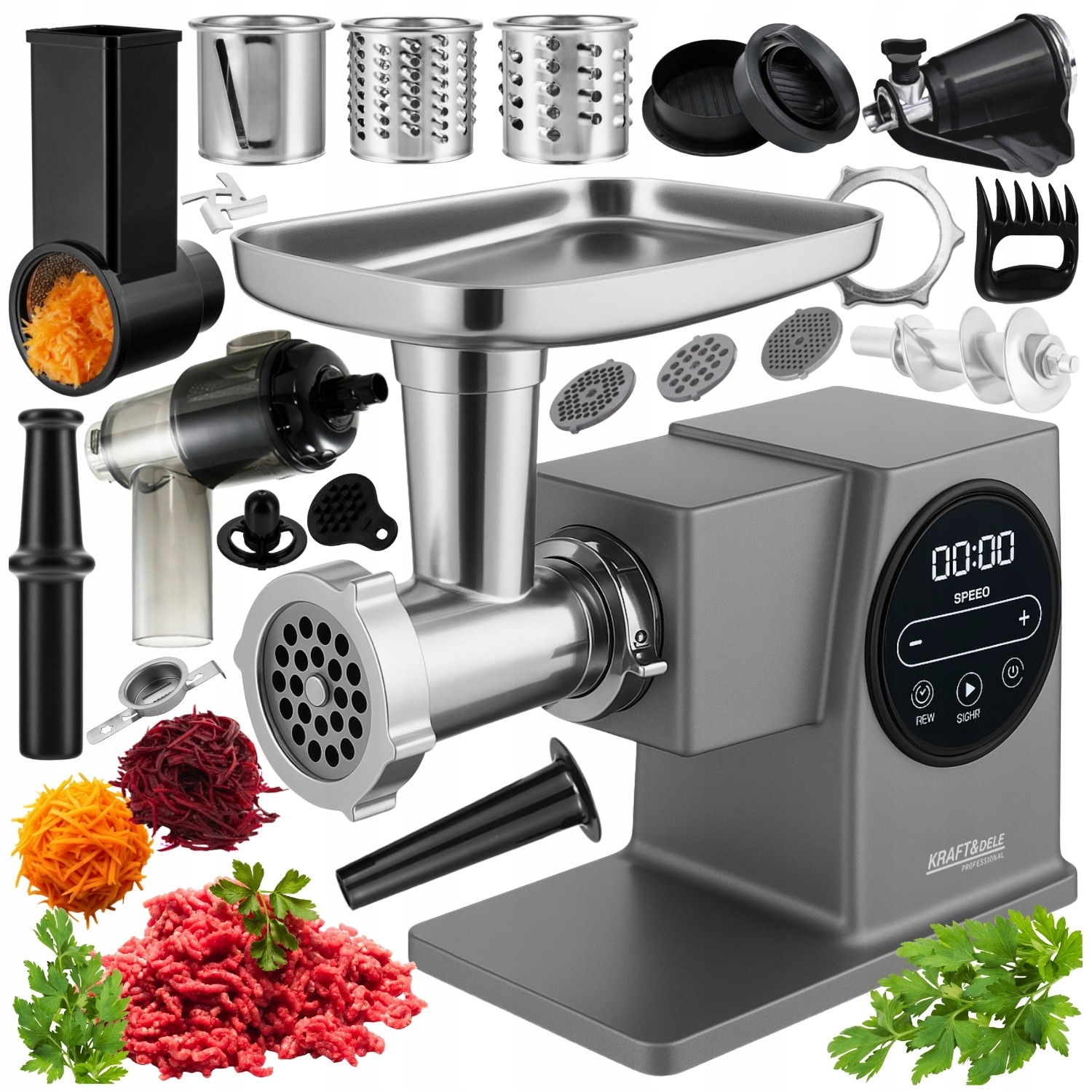 Maszynka Do Mielenia Mięsa Elektryczna Z Szatkownicą Metalowa 37w1 2500W