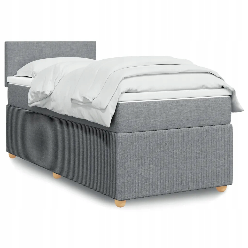 vidaXL Box spring postel s matrací světle šedý 100 x 200 cm textil