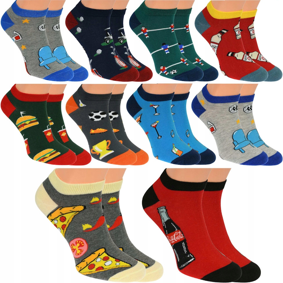 

10 Par Skarpetki Męskie Krótkie Stopki Kolorowe