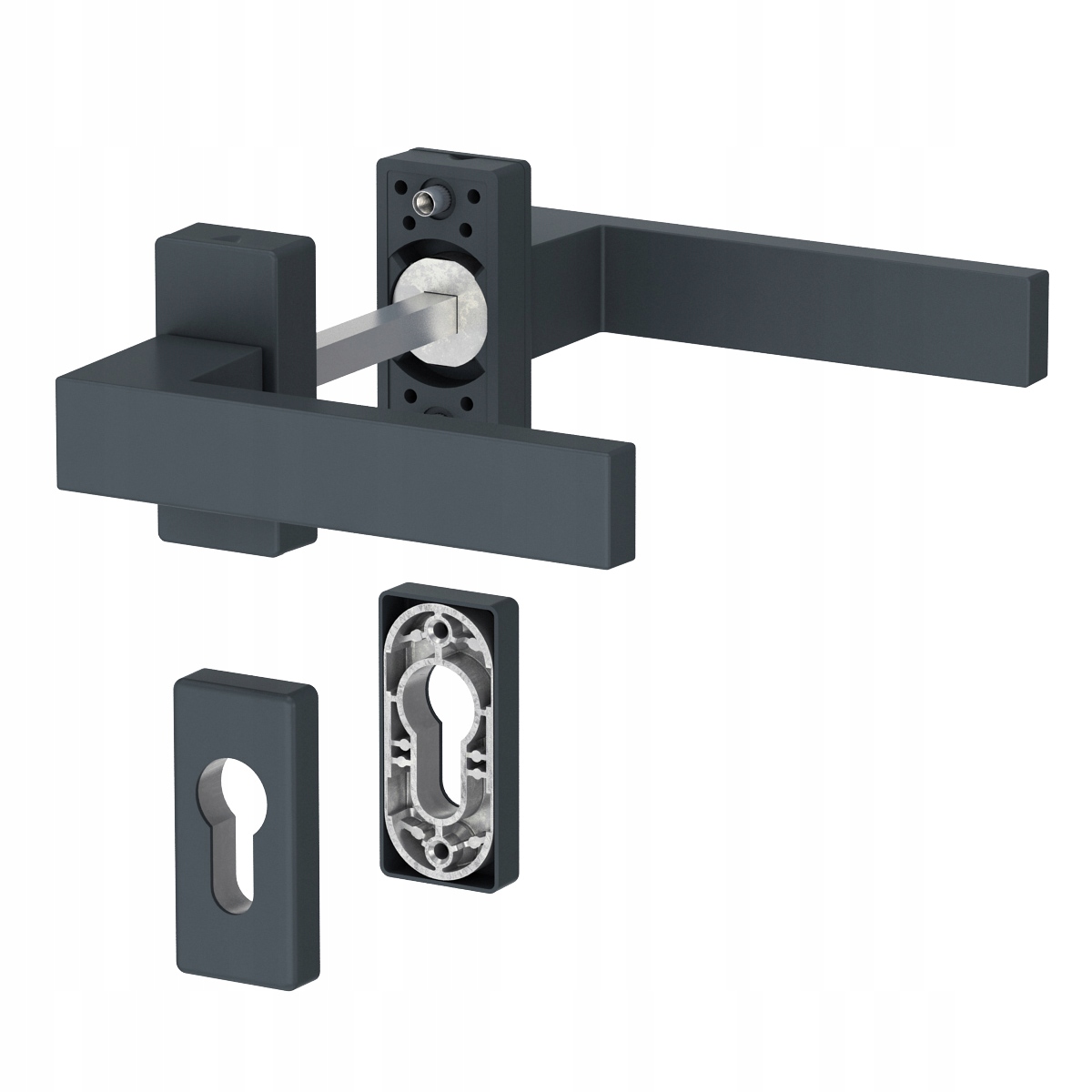 Klika na dveře Dublin s krátkým rozetovým štítkem Ral 7016 matná antracit 128 mm