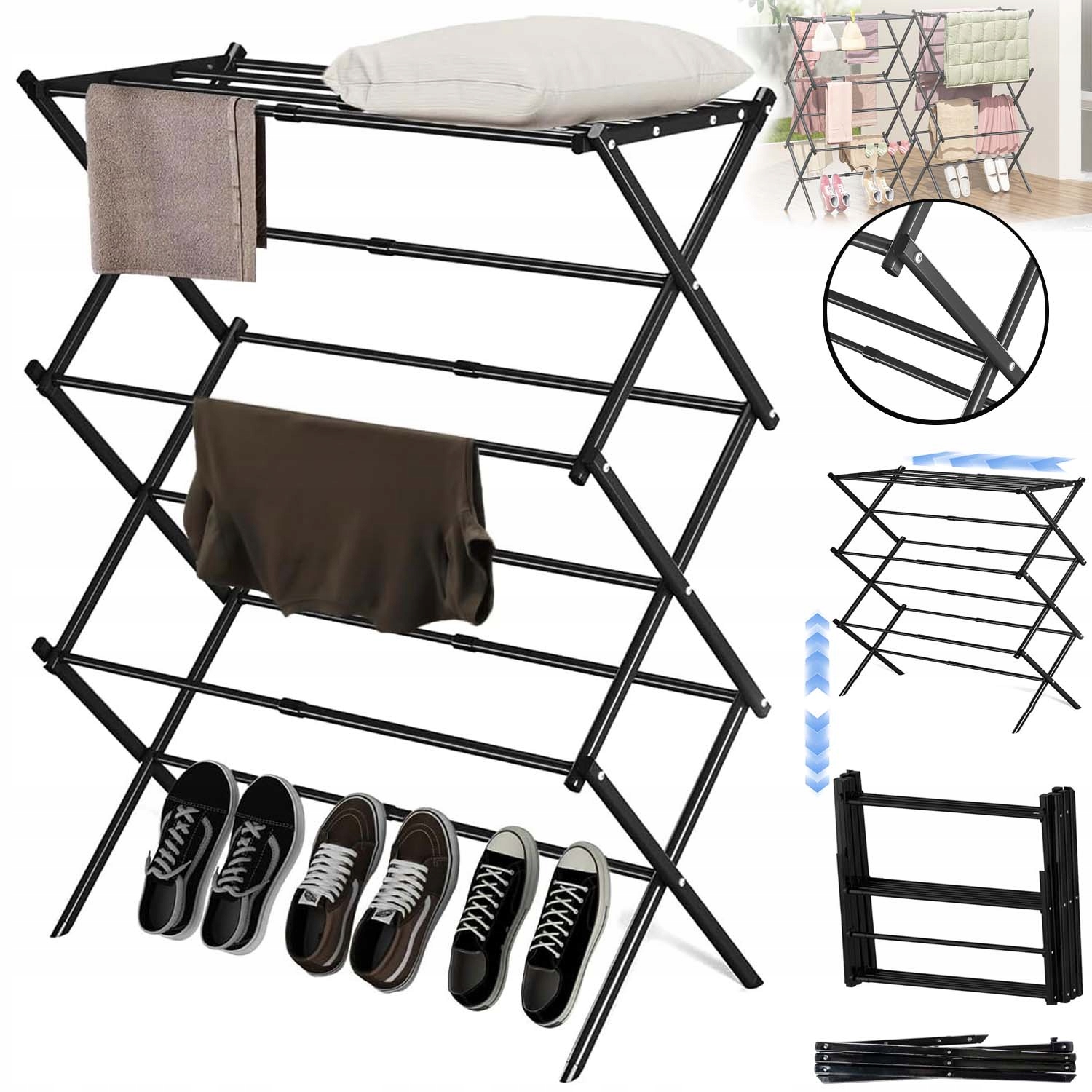 Levně Sušák Na Prádlo Vertikální Stojící, Skládací, Balkonová, Kovová, Pevná Na Prádlo