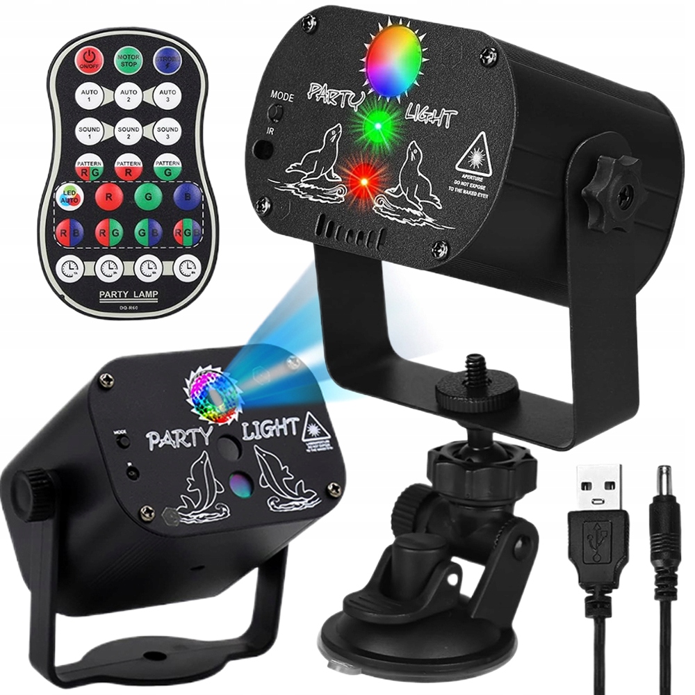 Laserový Disko Projektor, 3D Lampa Na Párty, Lampička Dálkové Ovládání