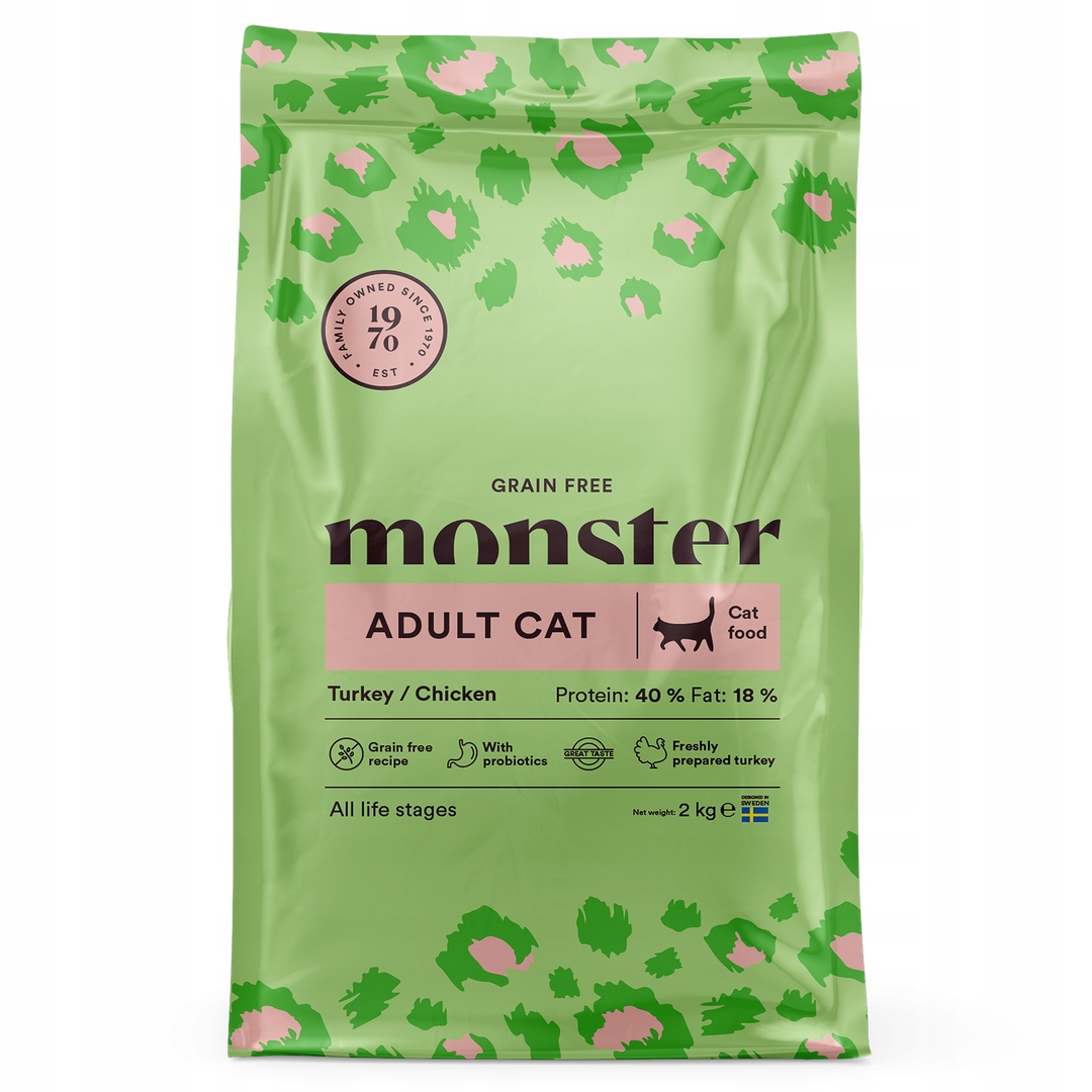 Monster Cat Adult 2kg Bezobilné suché Krmivo Pro Kočky Krůta s kuřecím masem