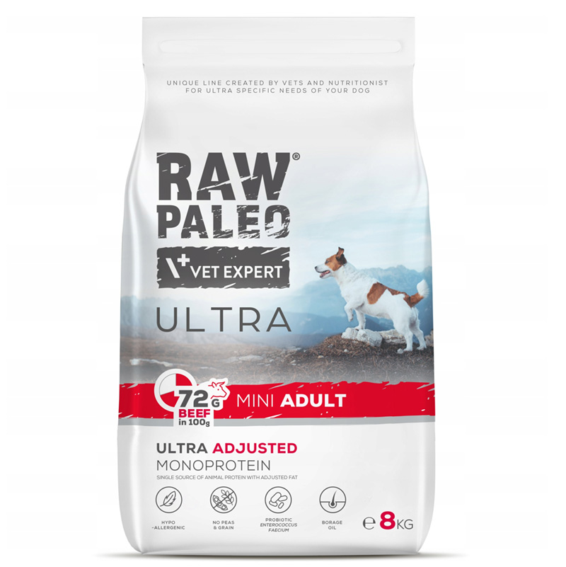 Raw Paleo Ultra Beef Mini Adult Sucha Karma Dla Psa Małe Rasy 8kg