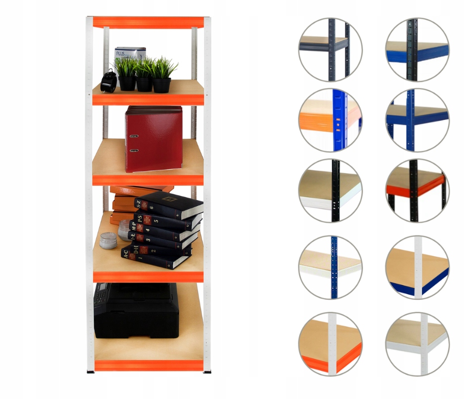 Kovový regál, skladový garážový regál Helios Hwo 196x045x45 5 polic