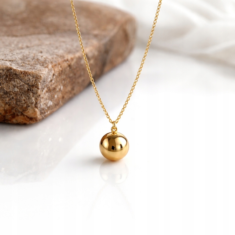 Pozlacený Náhrdelník S Jednou Kuličkou, Stříbrný, 925, Moderní Ankr, 45 CM