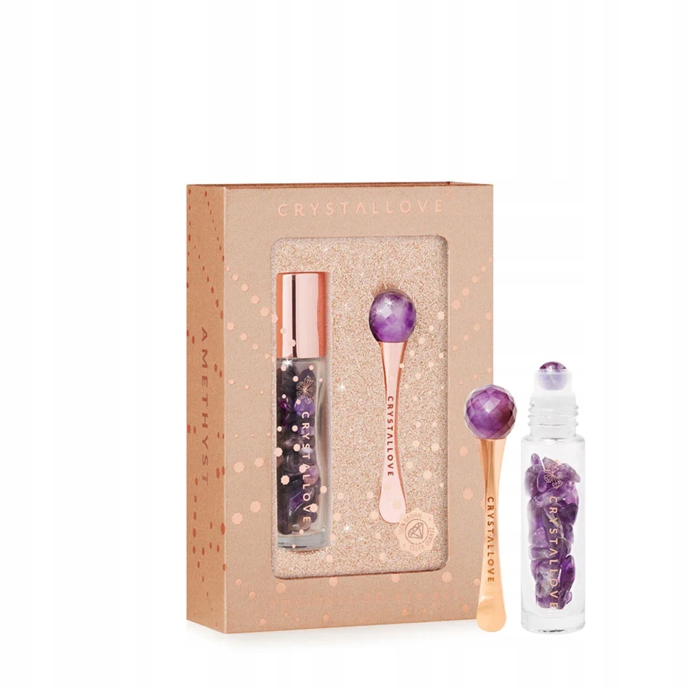 Crystallove Amethyst 3D eye set masážní přístroj pod oči a lahvička roll-on s a