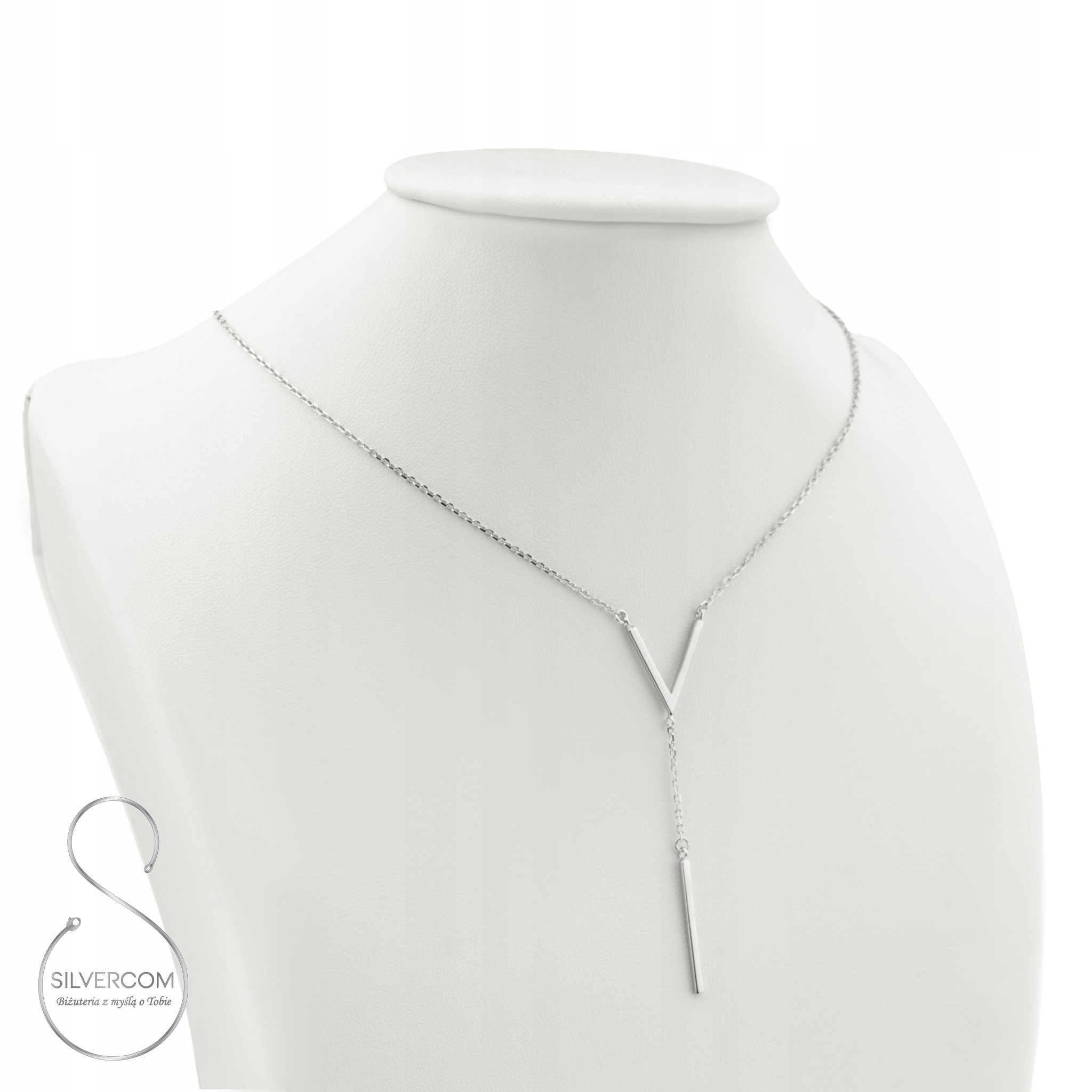 Stříbrný Náhrdelník 925 Kravata Nadčasový "V" A Klacek Jako Dárek Žena